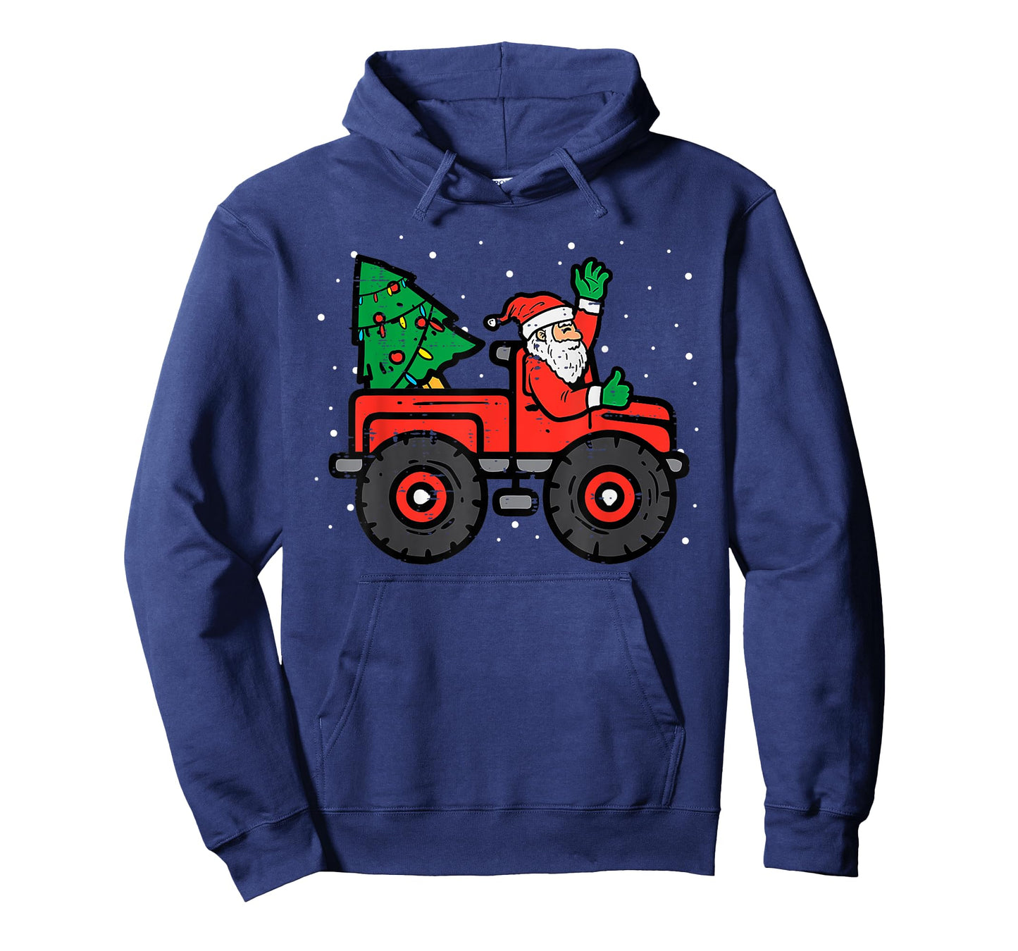 Santa Riding Monster Truck Christmas Tree Lights Kid Toddler T-Shirt