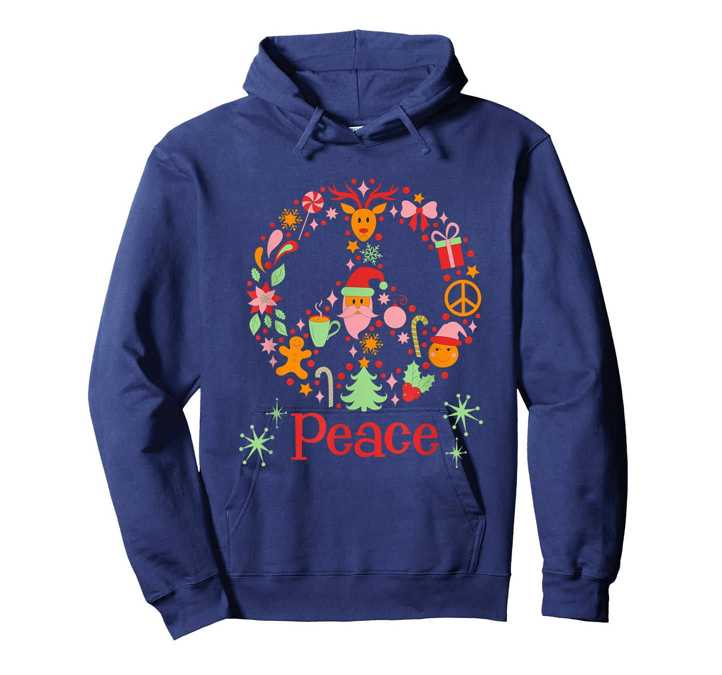 Christmas Peace Sign Retro Vintage Vibes MCM Cute Graphic T-Shirt