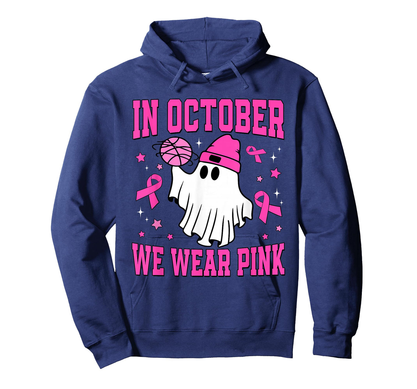 In October We Wear Pink Ghost Basketball Breast Cancer T-Shirt