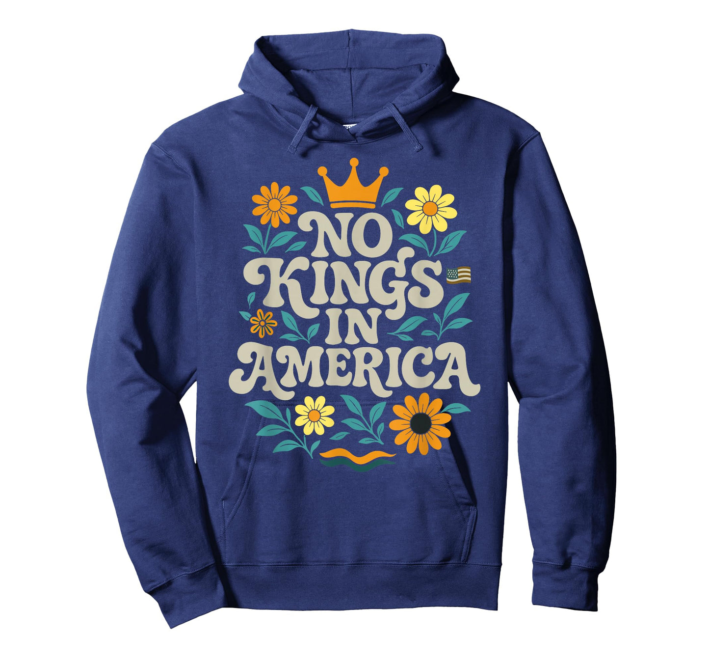 No King in American Retro Floral 70s Democracy Women T-Shirt