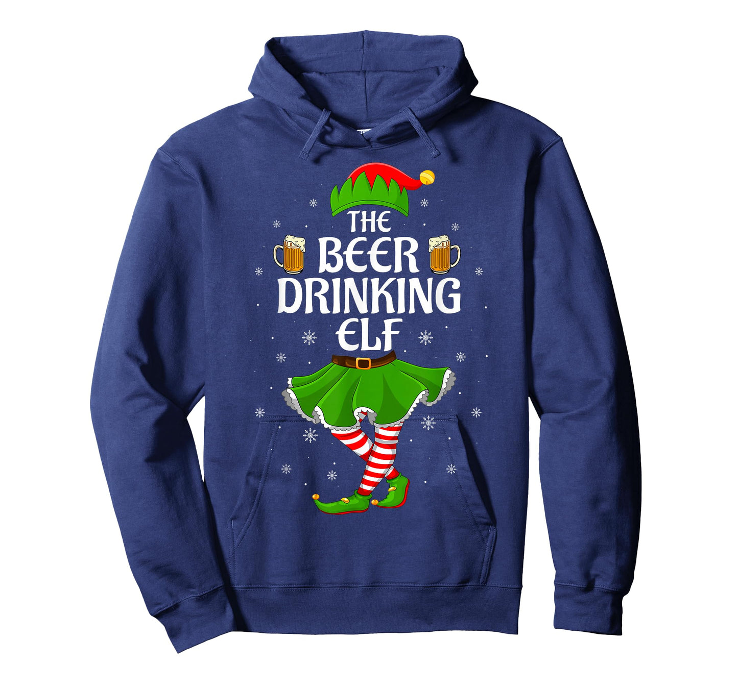 Beer Drinking Elf Christmas Family Girl Women Elf Squad Xmas T-Shirt