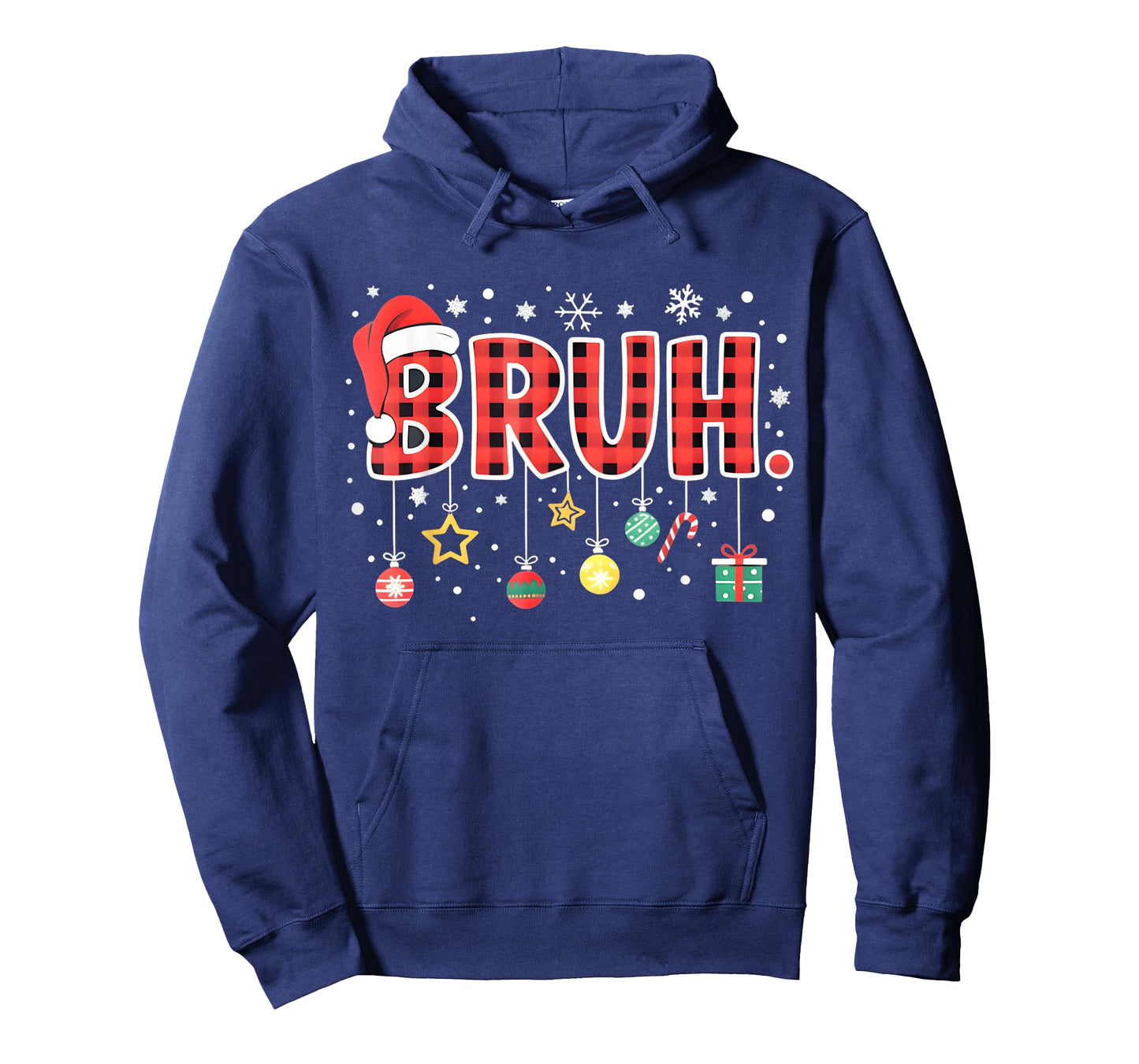 Bruh Funny Christmas Red Plaid Teens Boys Kids Xmas Pajamas T-Shirt