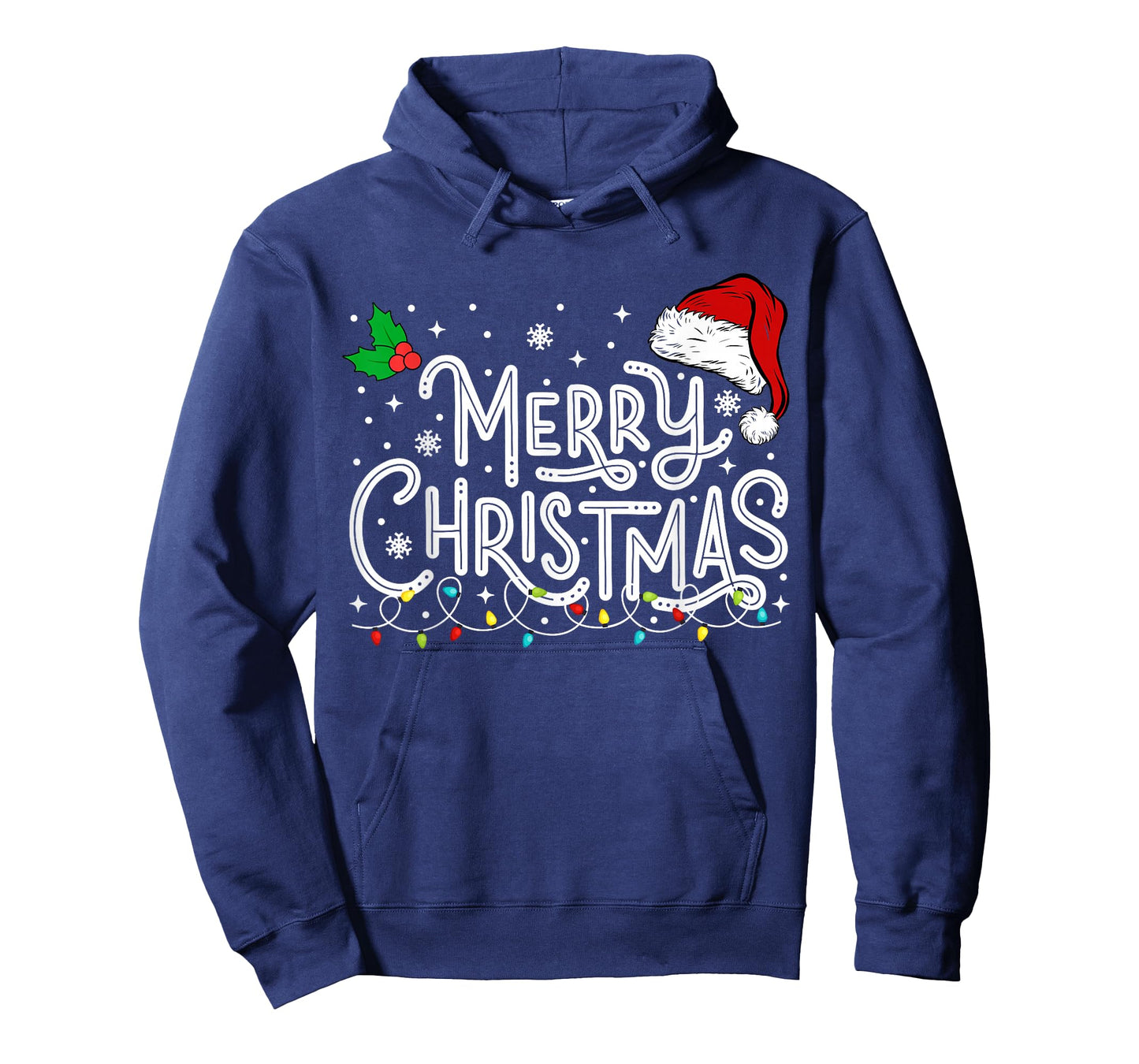 Merry Christmas Lights Red Santa Hat Xmas Family Men Women T-Shirt