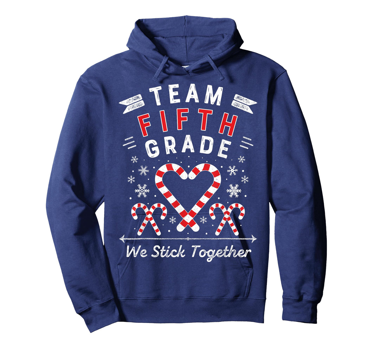 Team Fifth Grade Christmas Candy Cane Heart Xmas 5th Teacher T-Shirt for Men Women Kids
