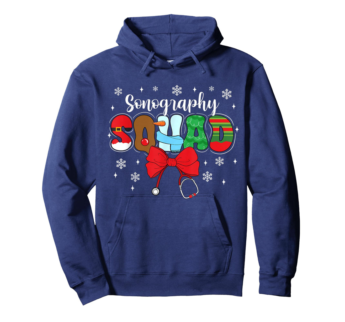 Sonography Squad Bow Stethoscope Santa Cute Christmas T-Shirt