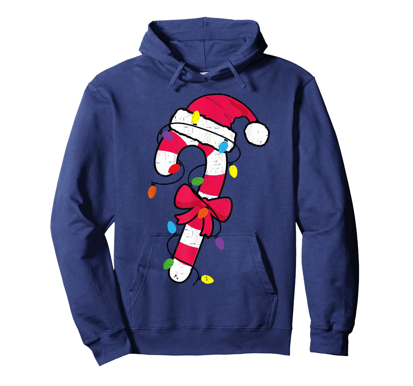 Cute Christmas Candy Cane Santa Hat and Christmas Lights T-Shirt