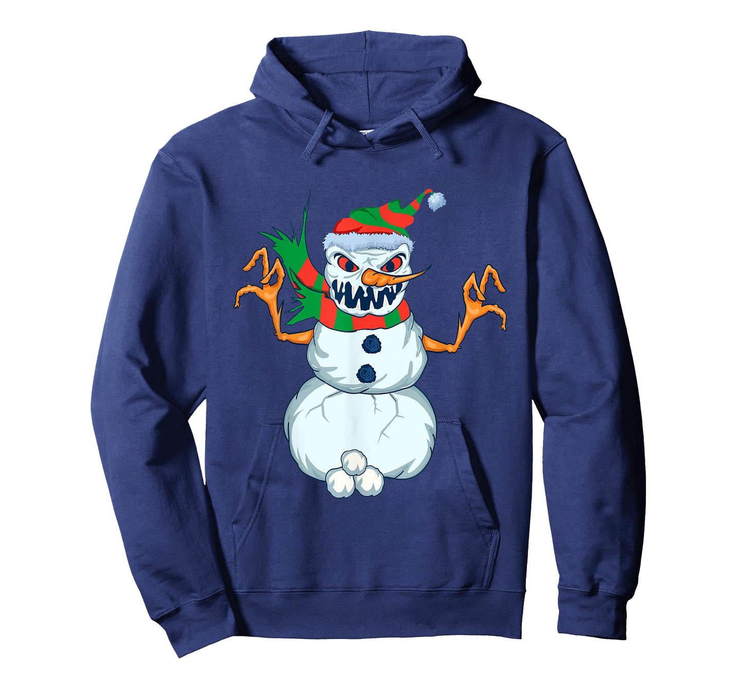 Evil Snowman Creepy Clip Art Christmas Horror Snowman Design T-Shirt