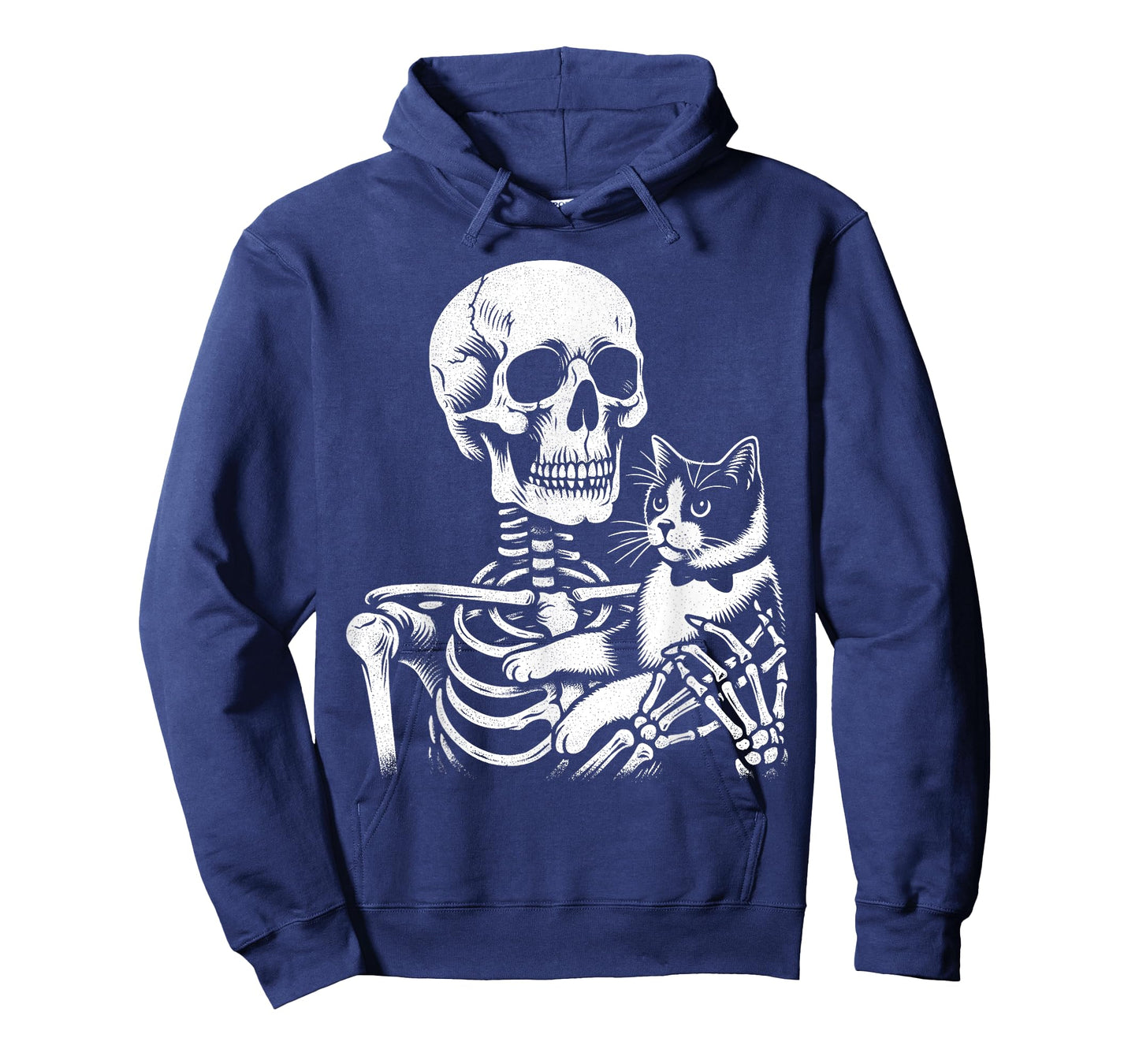 Skeleton Holding A Tuxedo Cat Lazy Halloween Costume Skull T-Shirt for Men Women Kids