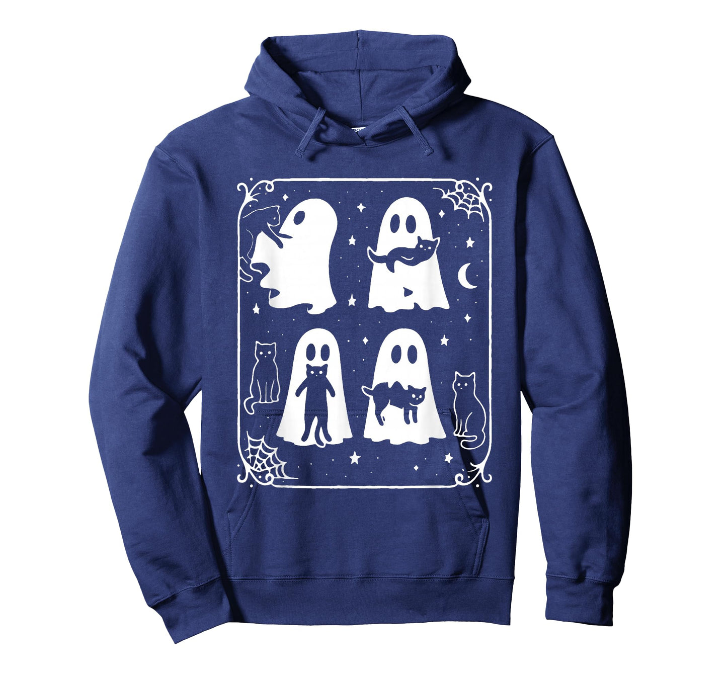Vintage Halloween Ghost Holding Black Cat Groovy Floral T-Shirt