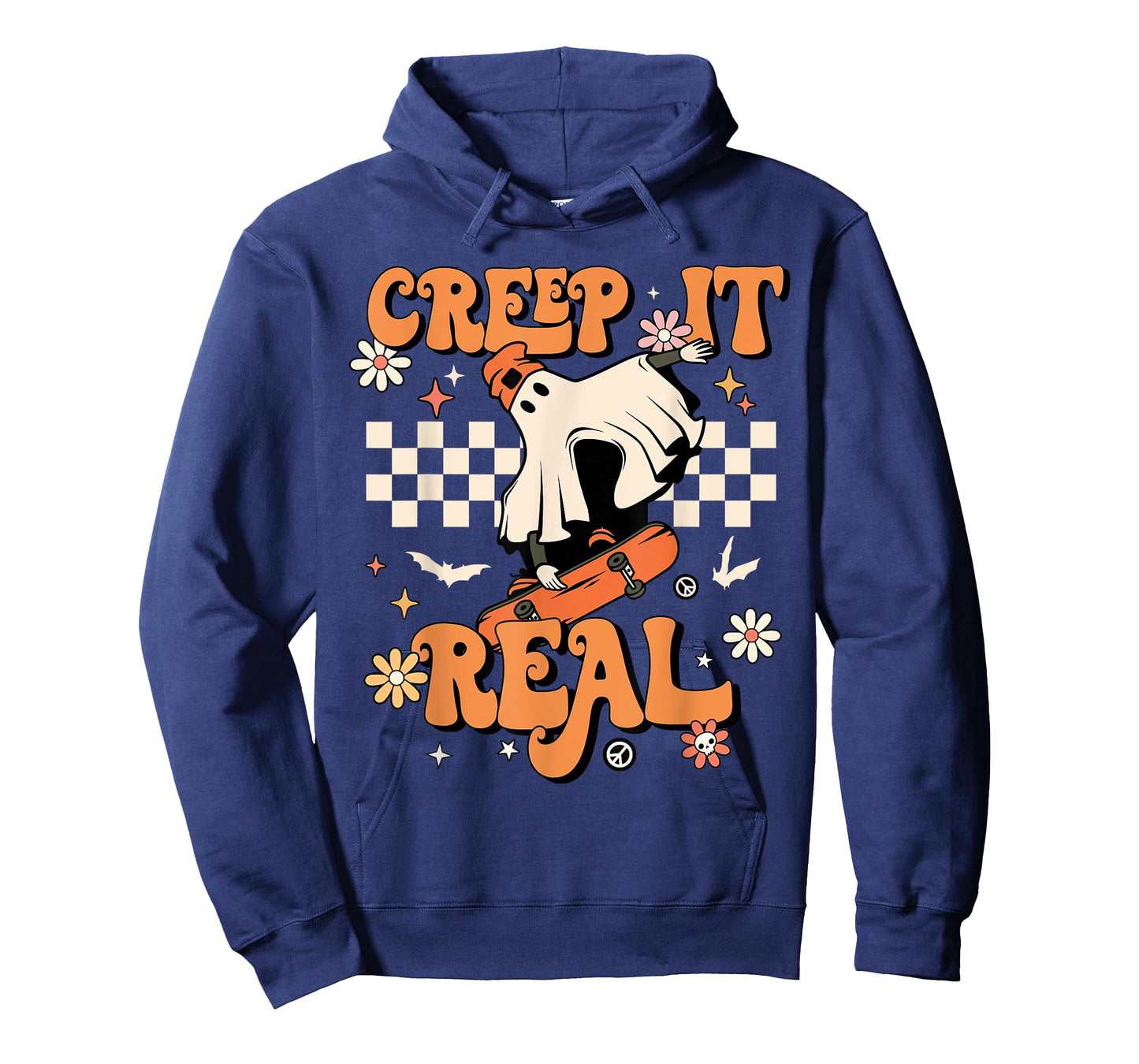 Creep It Real Retro Halloween Party Funny Ghost Skateboard T-Shirt