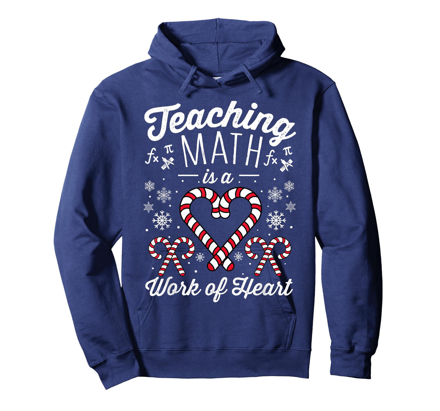 Funny Christmas Candy Cane Work of Heart Math Teacher T-Shirt for Men Women