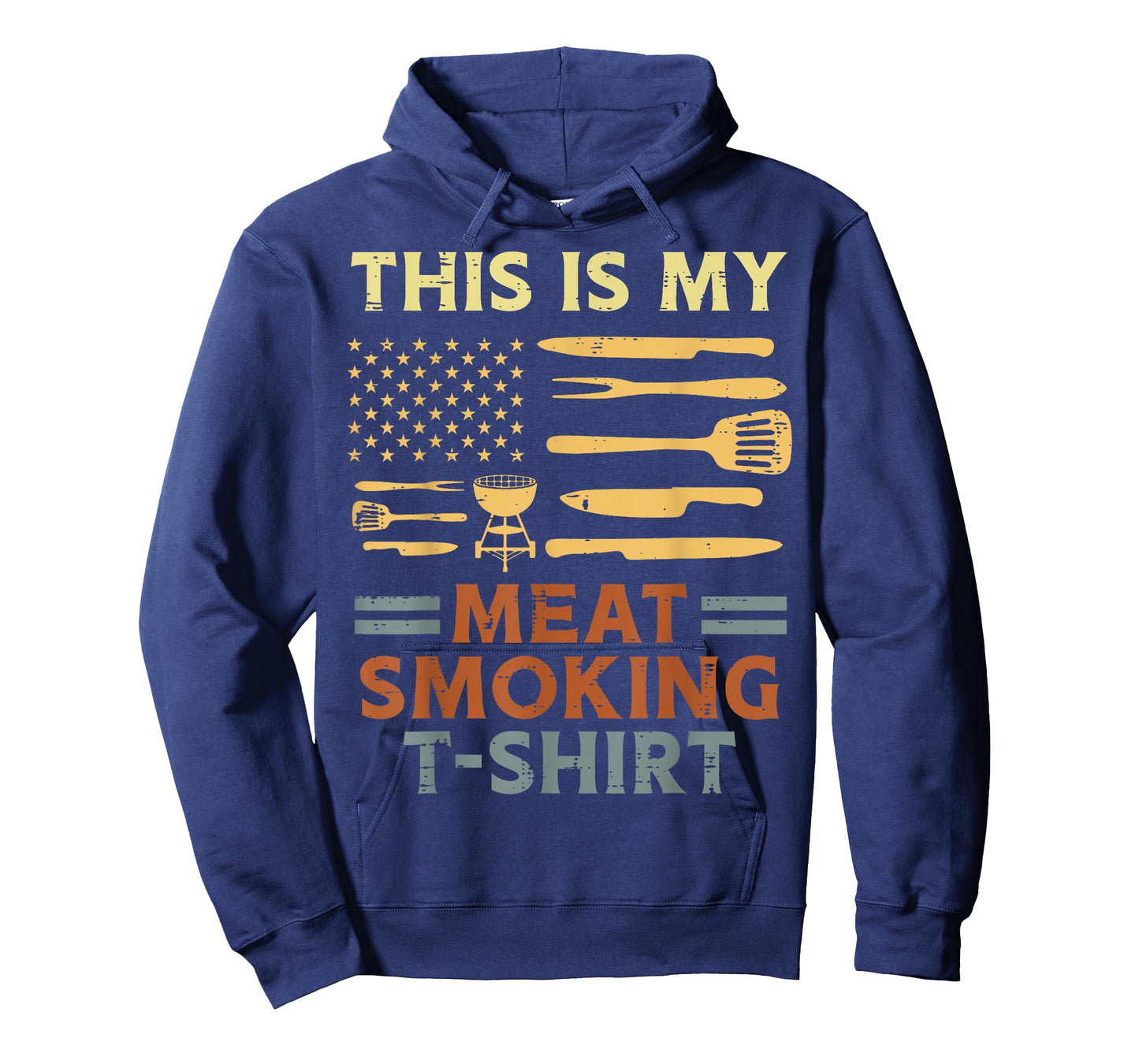 Bbq My Meat Smoking Shirt US Flag Barbecue Patriot Dad Men T-Shirt