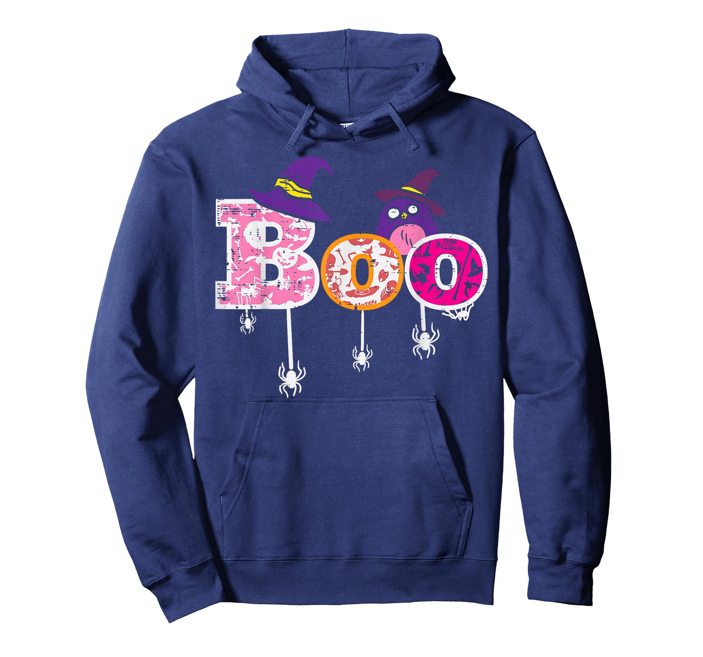 Pink Boo Spider Owl Scary Halloween Costume Women Girl Kids T-Shirt