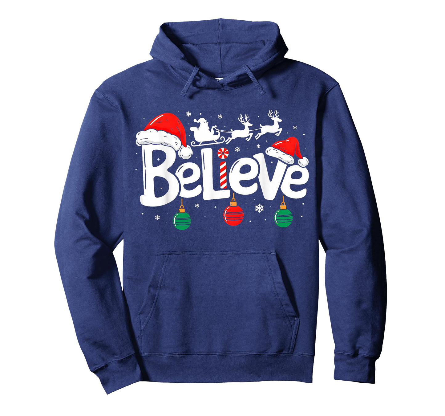 Believe Christmas Santa Claus Reindeer Candy Cane Xmas Vibes T-Shirt