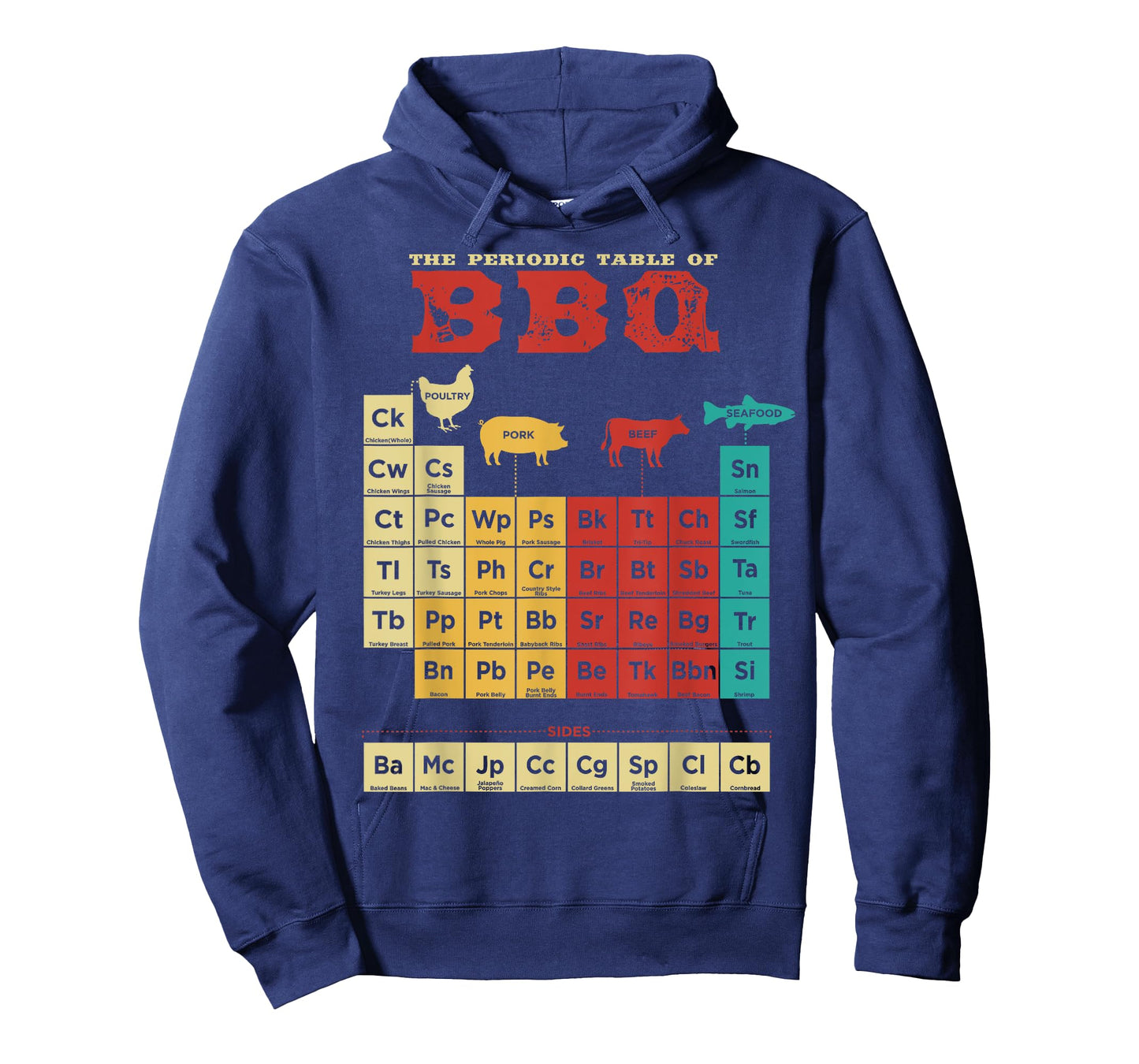 Periodic Table Of BBQ Retro Colors BBQ Nerd T-Shirt