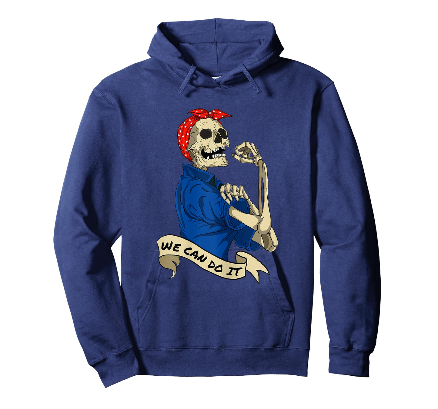 Womens Rosie Riveter We Can do It Skeleton Halloween Party Costume T-Shirt