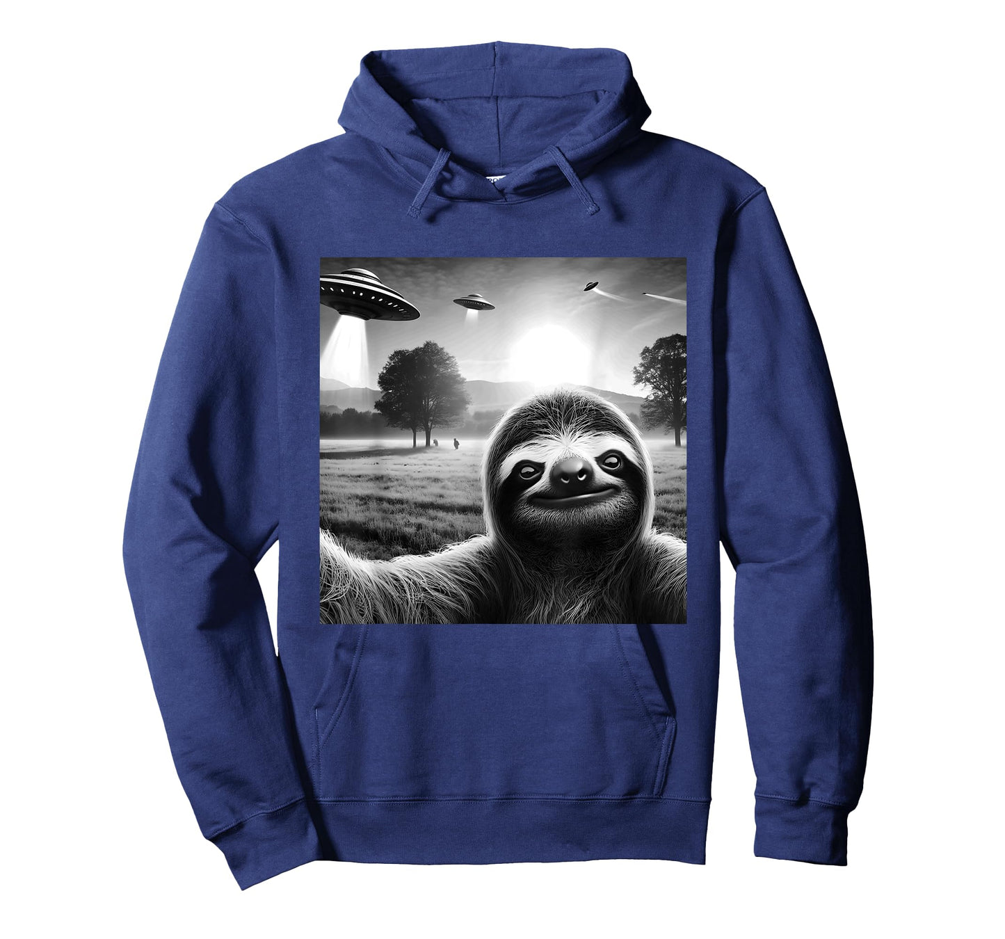 Sloth Funny Graphic Selfie with UFOs Weird Aliens T-Shirt