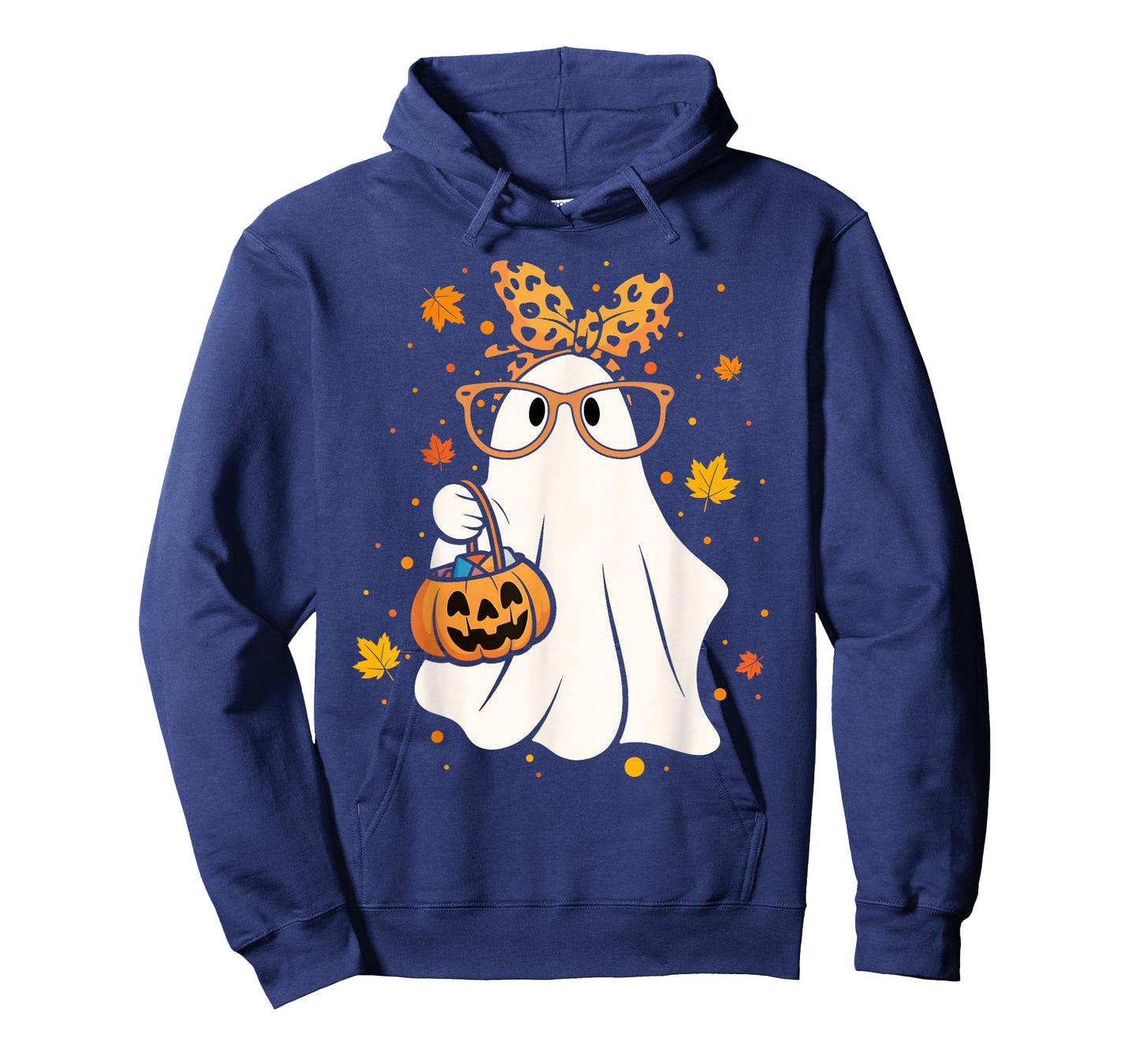 Halloween Ghost Glasses Cute Leopard Bandana Girl Women T-Shirt