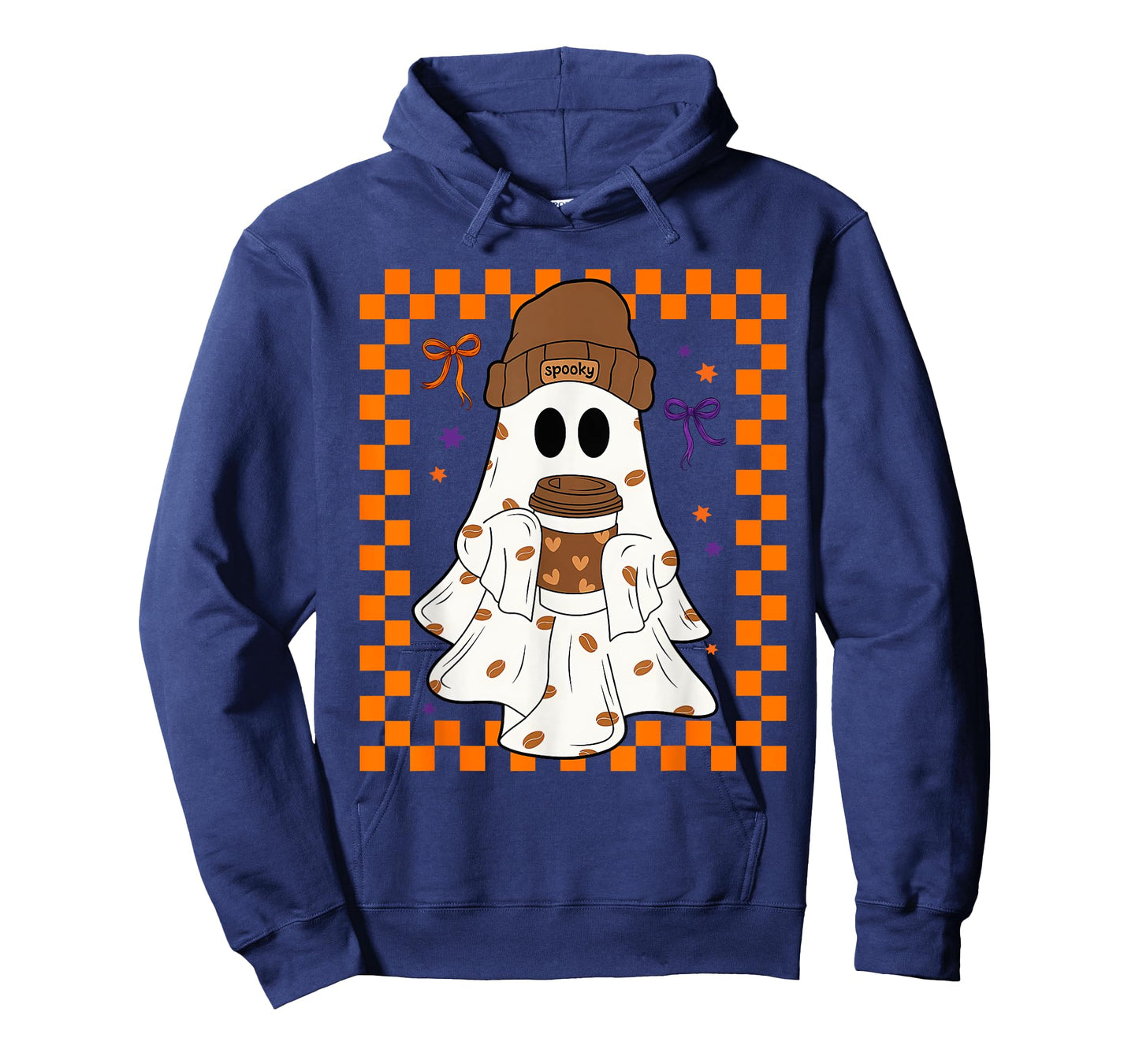 Cute Ghost Drinking Coffee Halloween Ghost Ice Coffee Womens T-Shirt