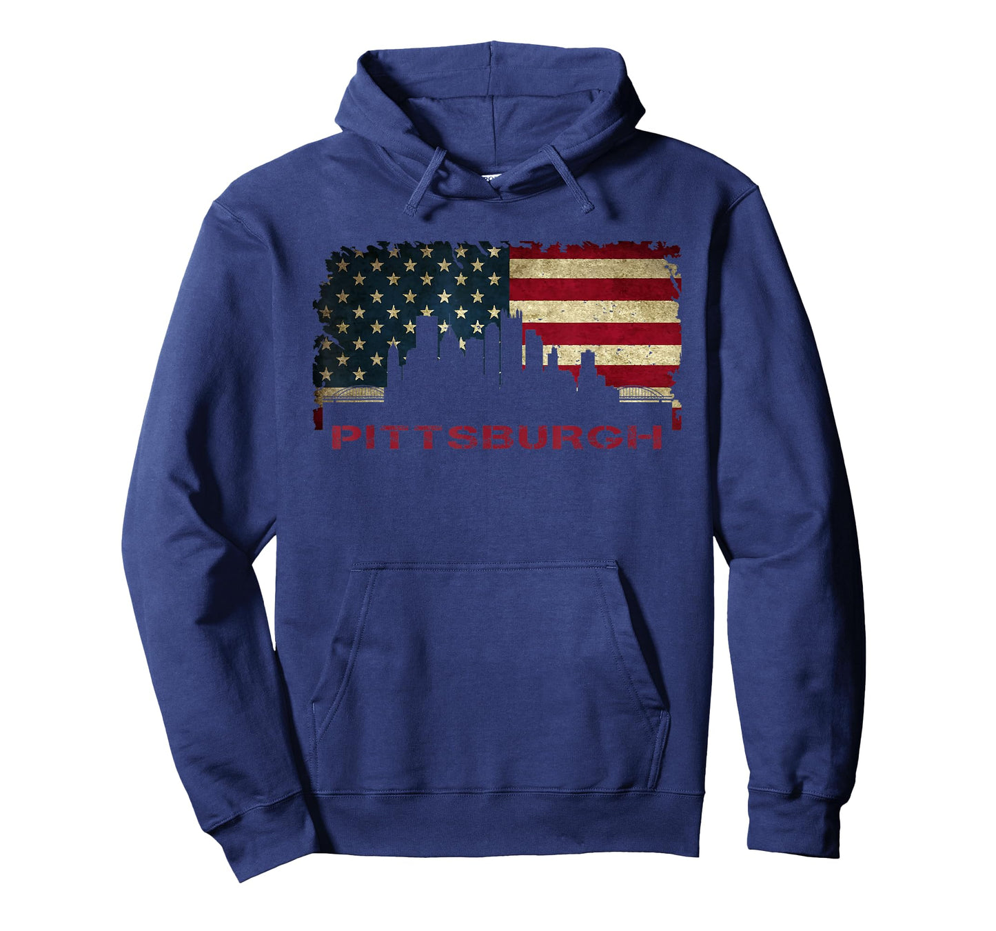 Pittsburgh City Skyline Art USA Flag Steel City American T-Shirt