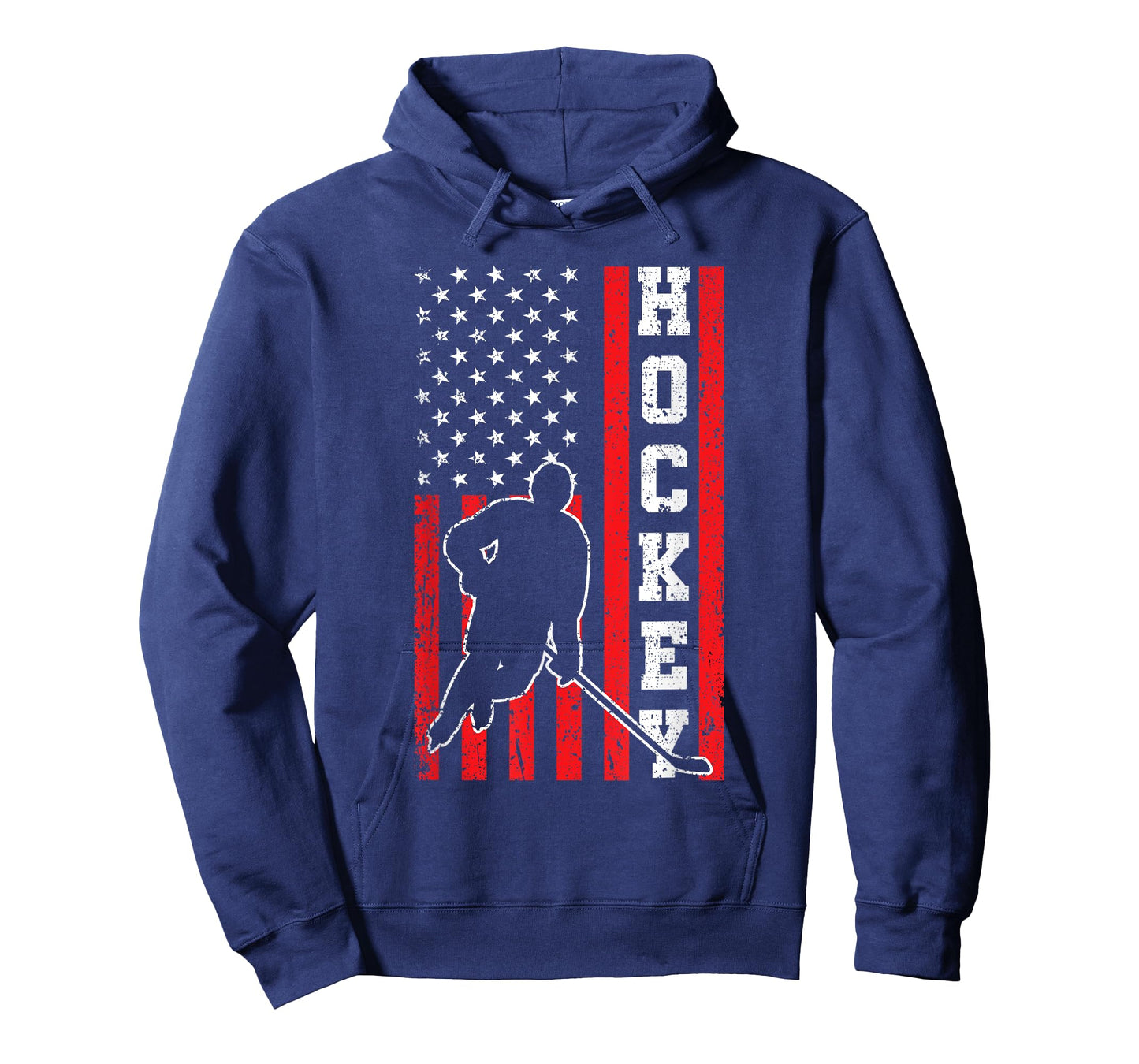 Hockey American USA Flag Men Boys 4th of July Hockey T-Shirt