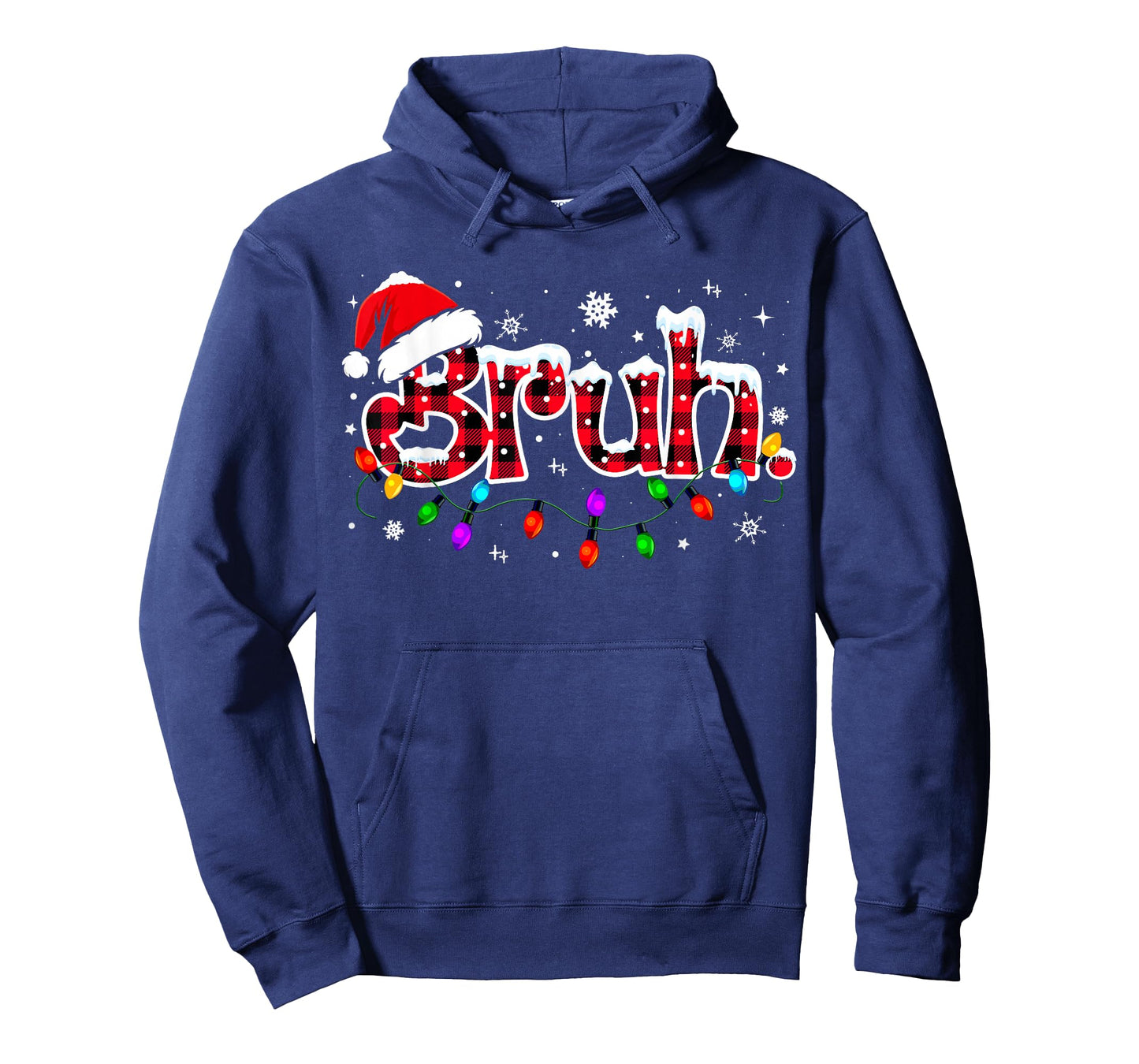 Bruh Funny Christmas Red Plaid Teens Boys Kids Xmas Pajamas T-Shirt