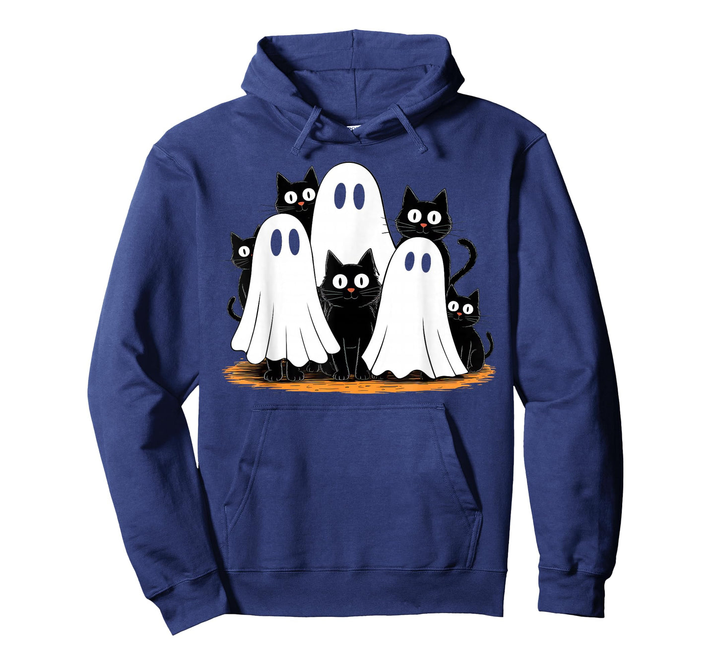 Cute Ghost Black Cat Halloween Costume Men Women Spooky Cat T-Shirt