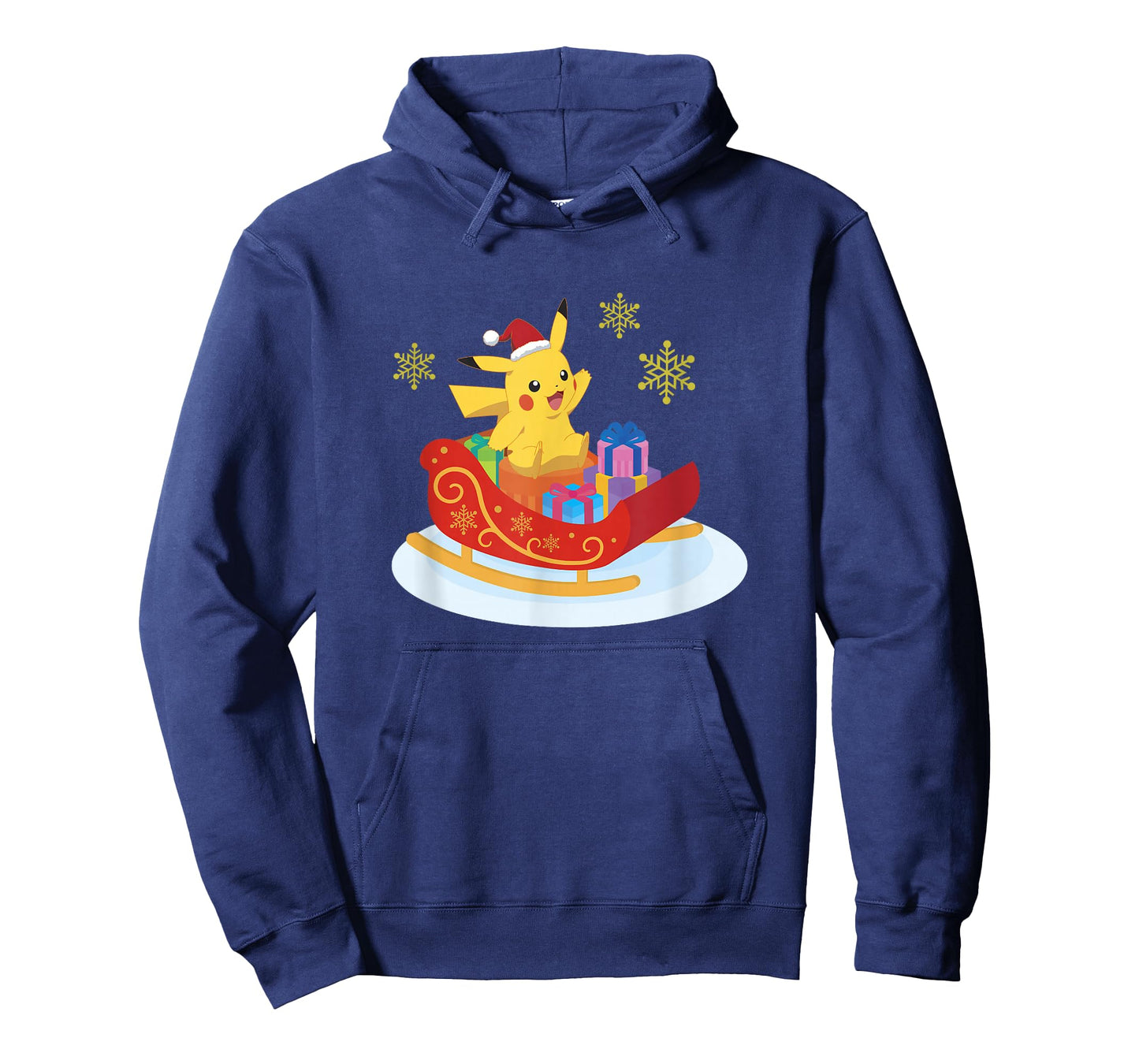 Pokémon Christmas Pikachu Sleigh Ride Snowflake Portrait T-Shirt
