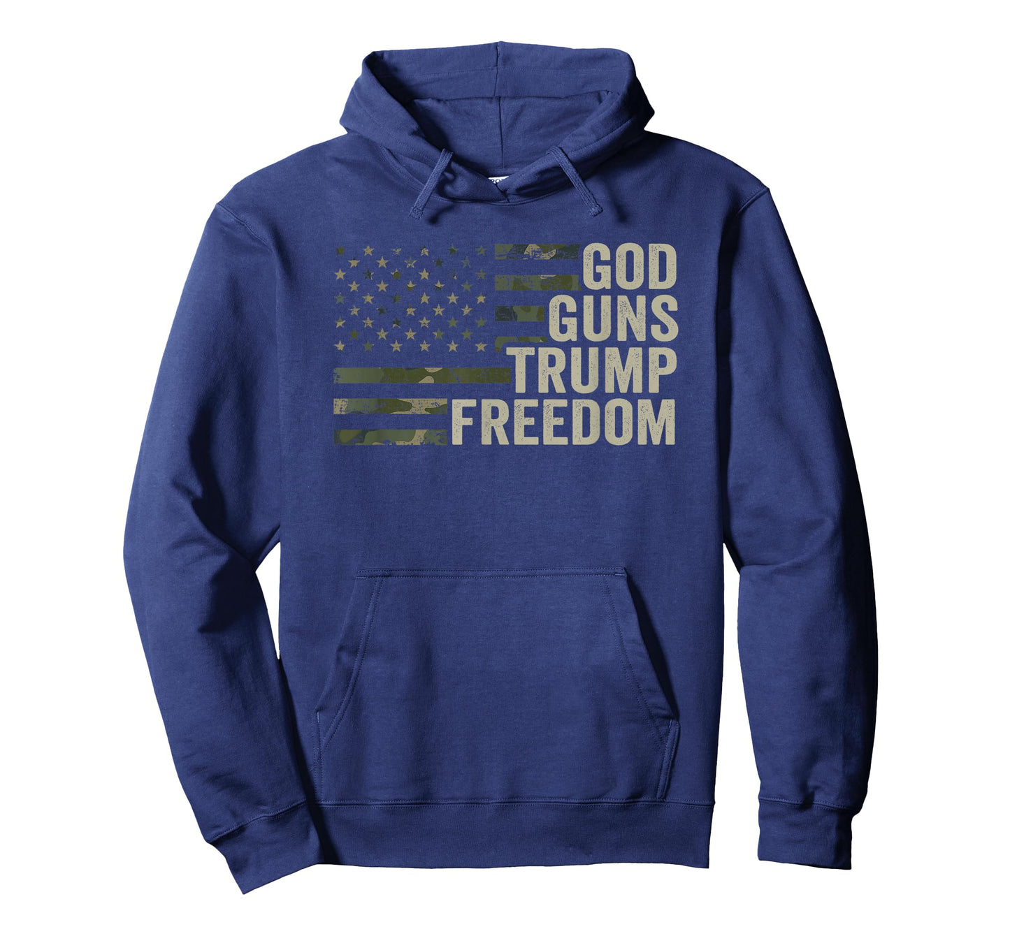 God Guns Trump Freedom - Funny Camouflage Pro Gun USA Flag T-Shirt