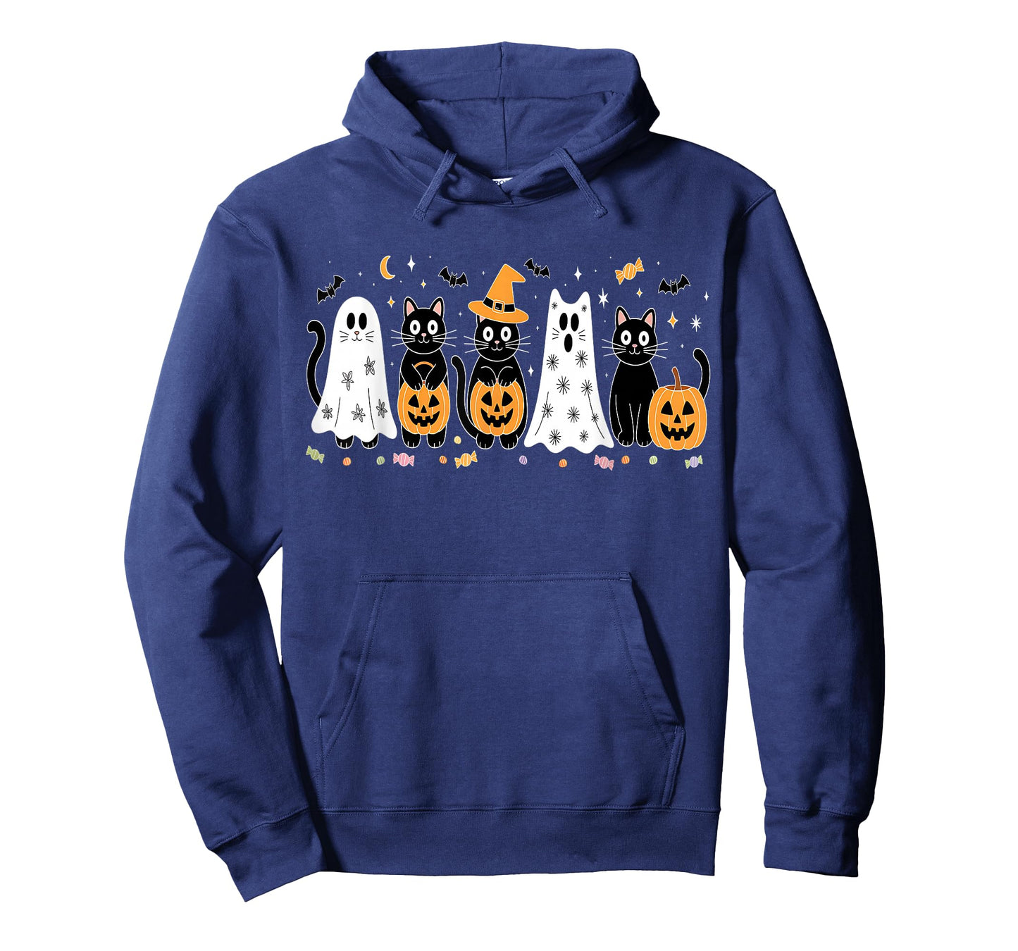 Cute Black Cats in Ghost Costume Women and Men Halloween T-Shirt