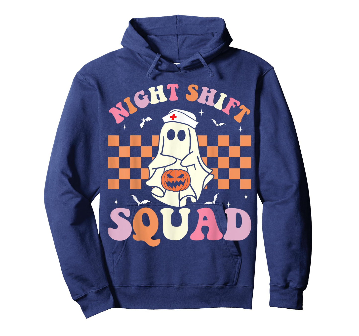 Night Shift Squad Groovy Funny Halloween Nurse Ghost Women T-Shirt