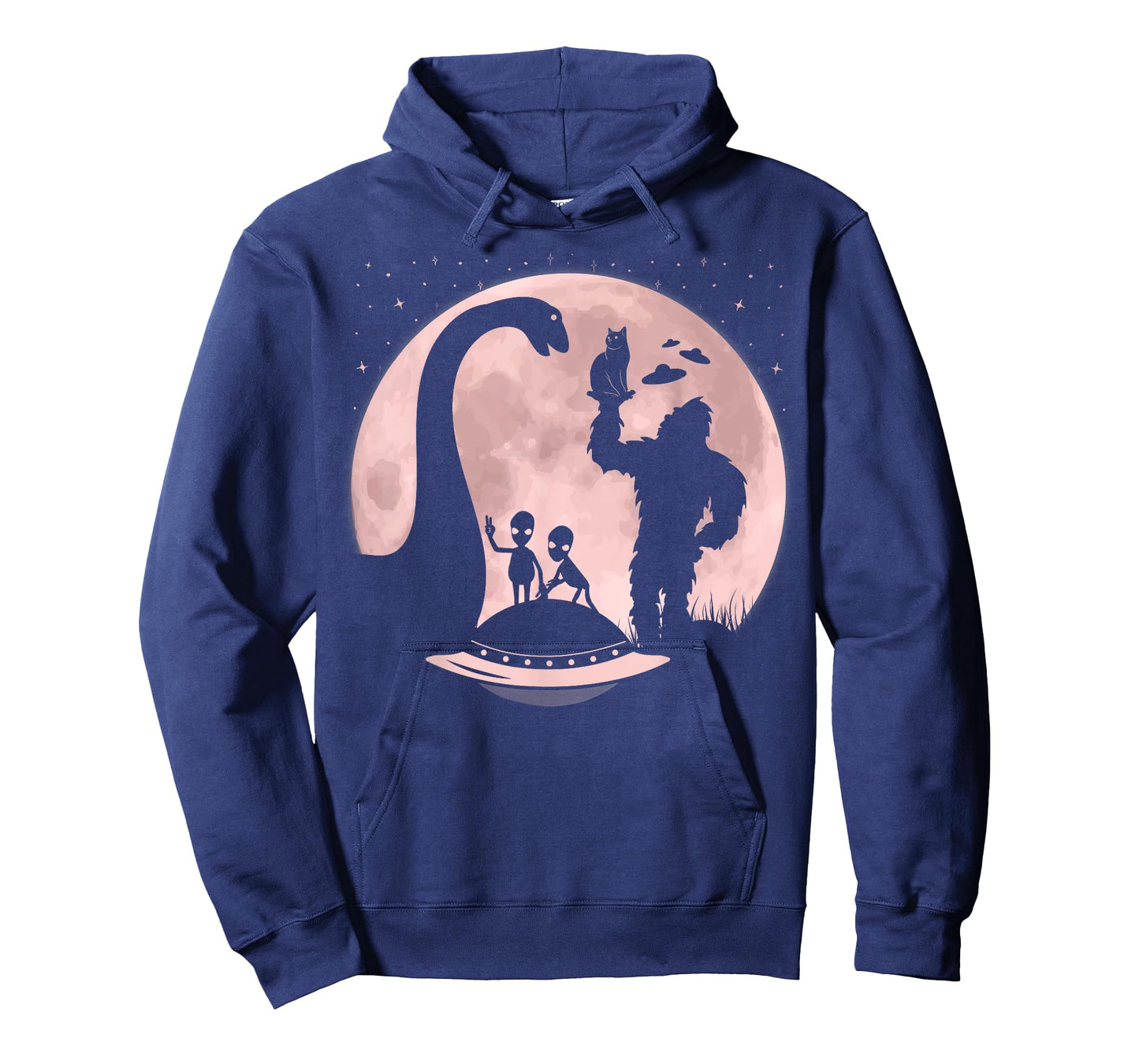 Bigfoot Loch Ness Monster Sasquatch Cat Ufo Funny Aliens T-Shirt for Men Women Kids
