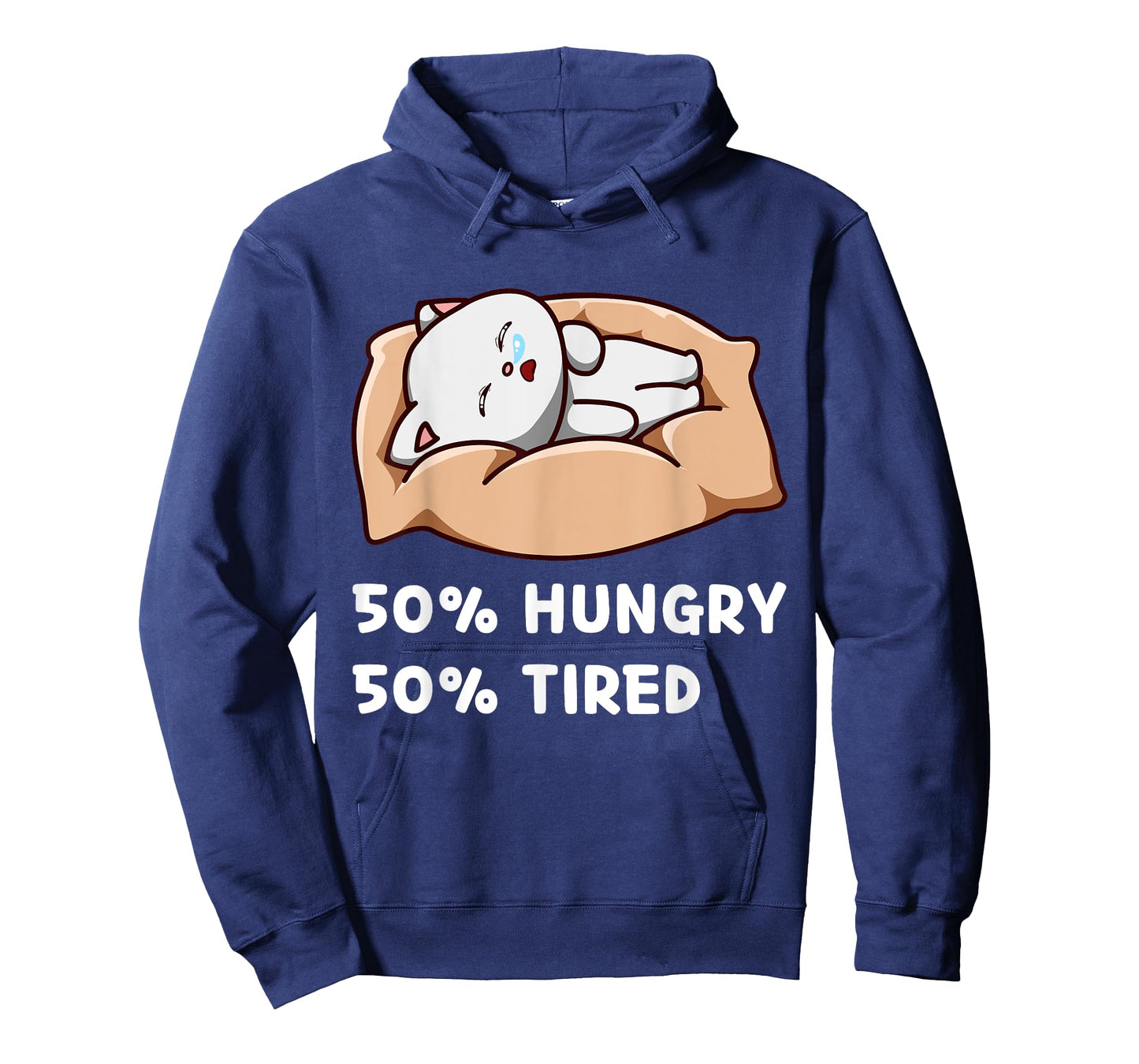 Kawaii Cute Hungry Hangry Cat Tired Sleeping Kitten Lover Men Women Girls Kids T-Shirt