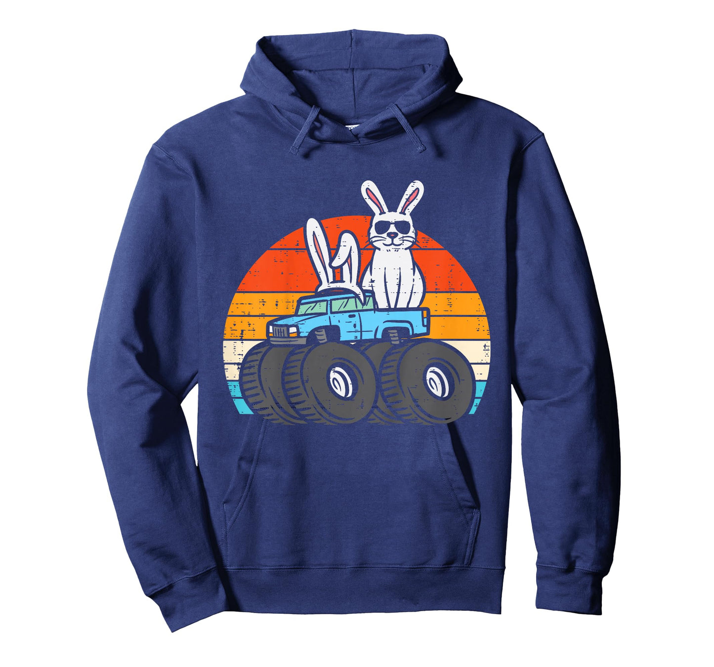 Kids Easter Bunny Rabbit Monster Trucks Retro Boys Kids Toddler T-Shirt