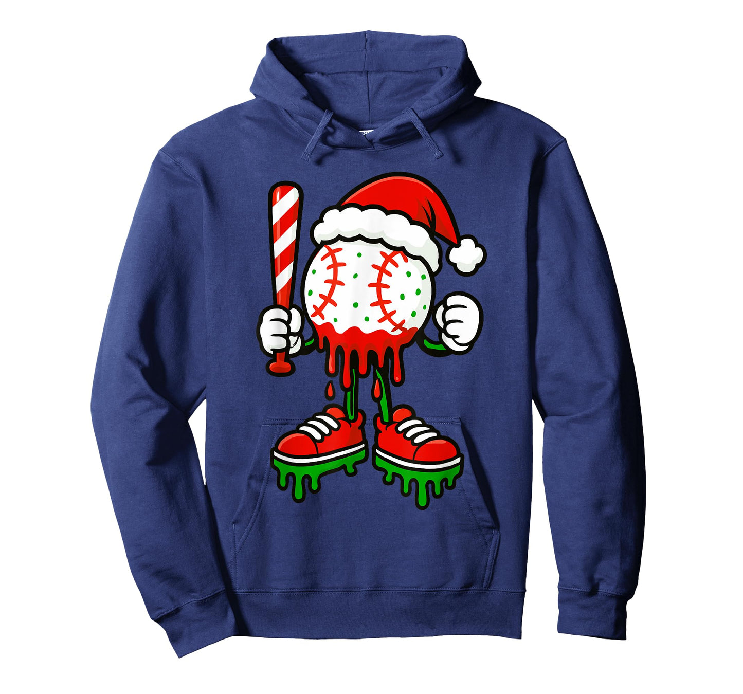 Ice Cream Drip Baseball Christmas Baseball Drip Candy Cane T-Shirt