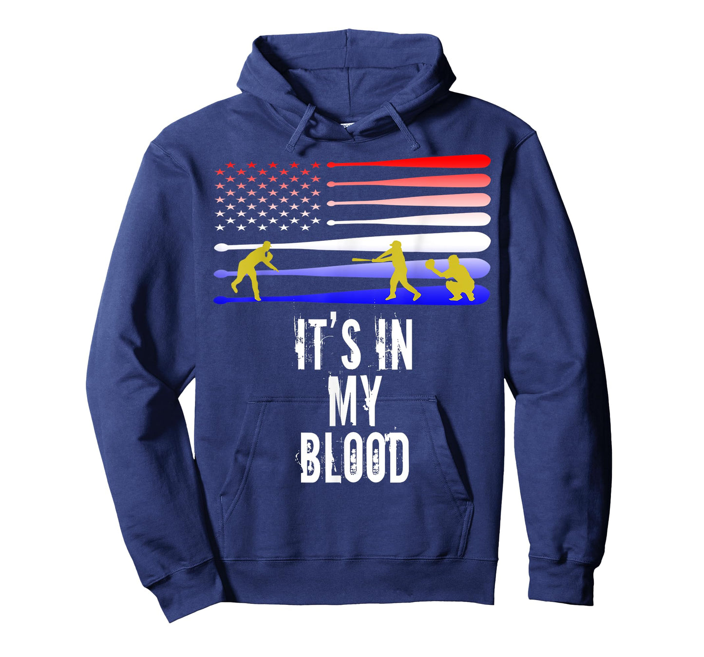 Baseball Is in My Blood American Flag Baseball Shirt T-Shirt for Women Kids Men
