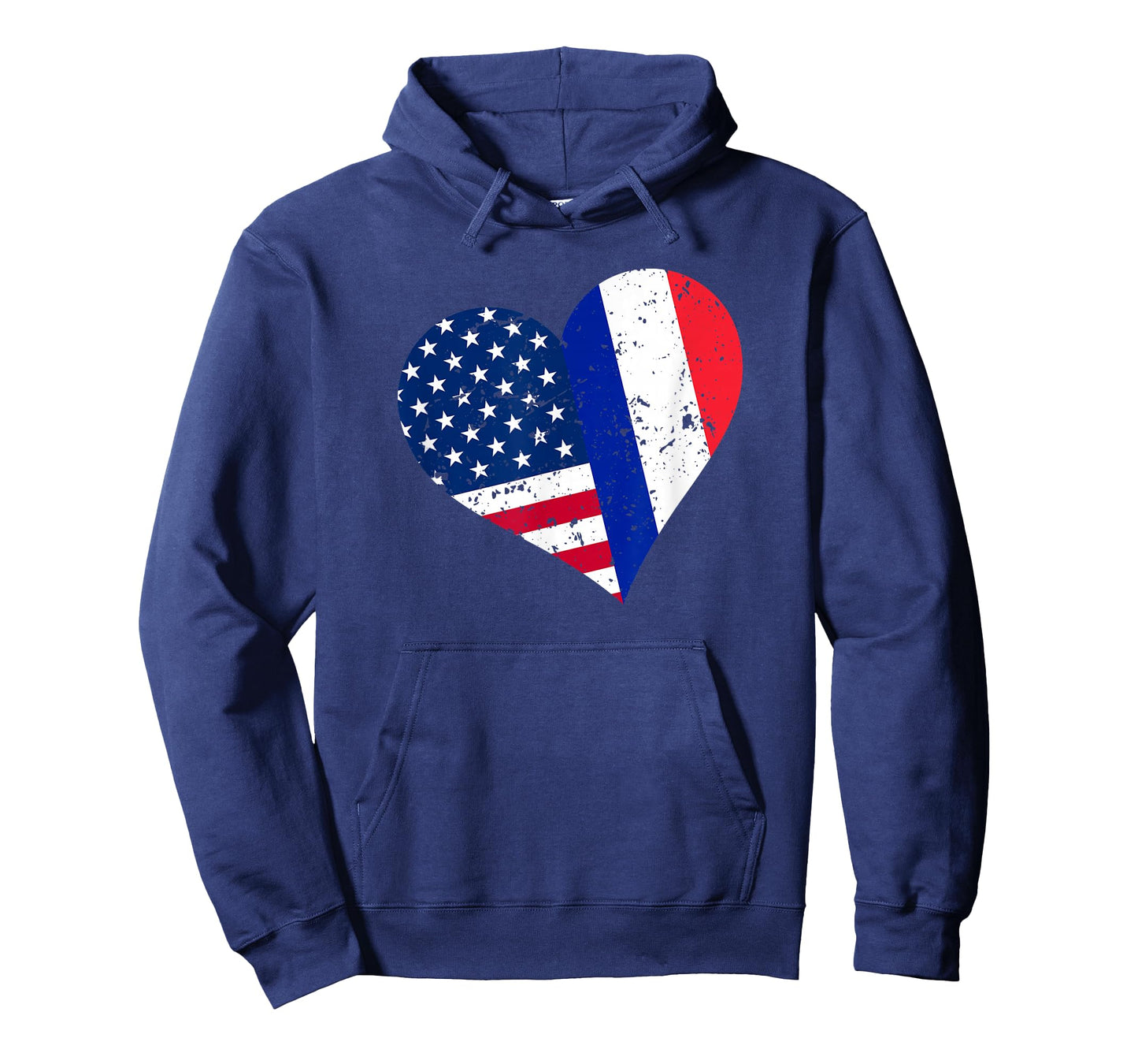 France USA Heart Shirt Distressed French American Flag T-Shirt