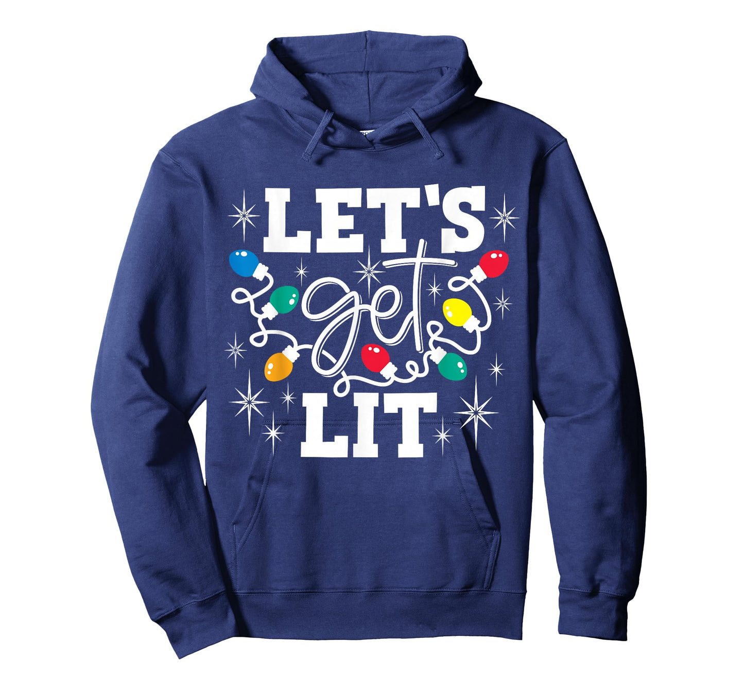 Let's Get Lit Drinking Santa Hat Christmas Lights Funny T-Shirt