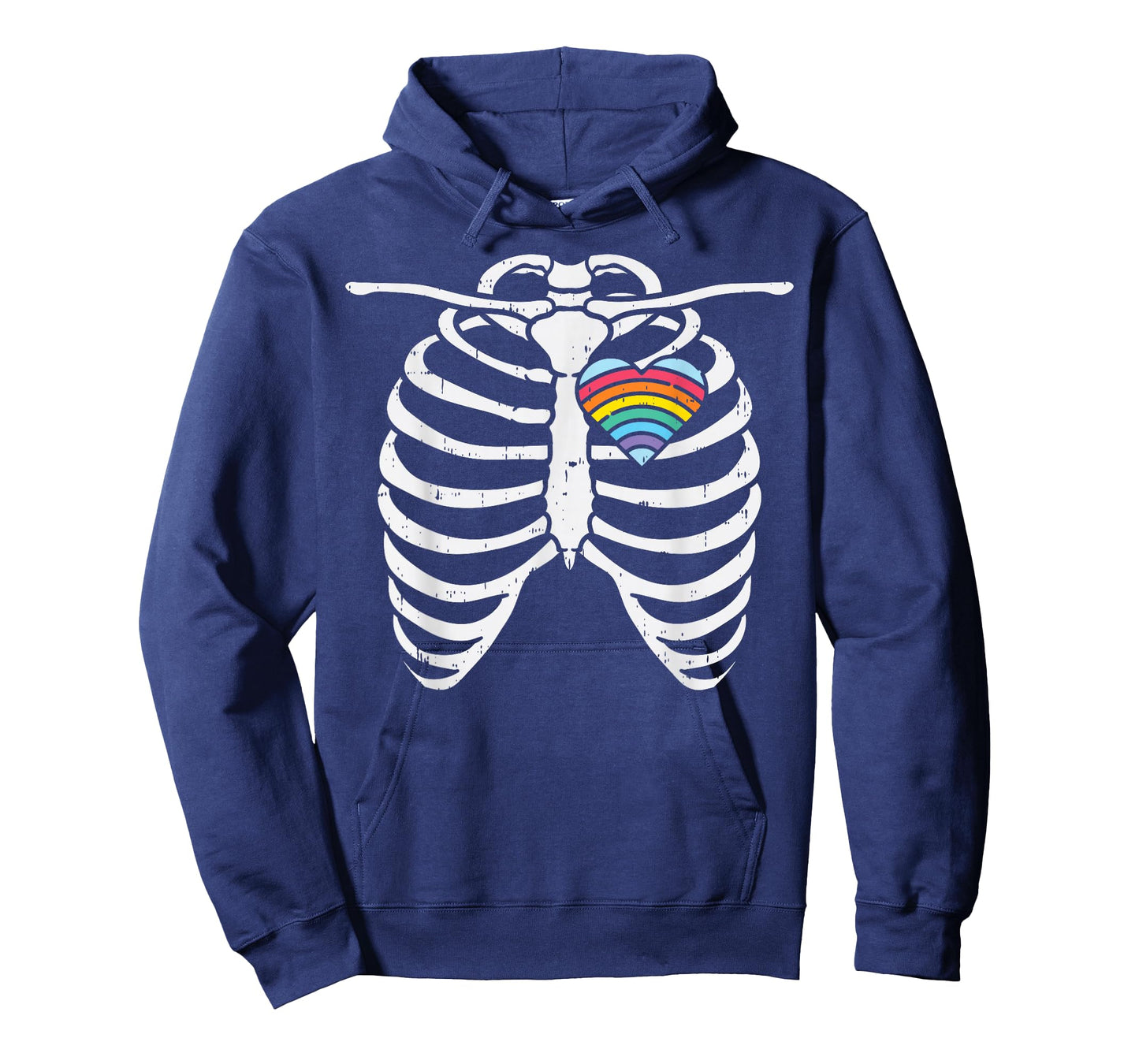 LGBT Gay Heart Skeleton Ribs X-Ray Rainbow Halloween Costume T-Shirt