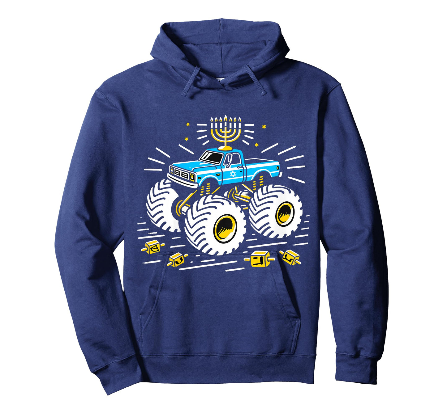 Kids Monster Truck Menorah Dreidel Toddler Boys Hanukkah PJs T-Shirt