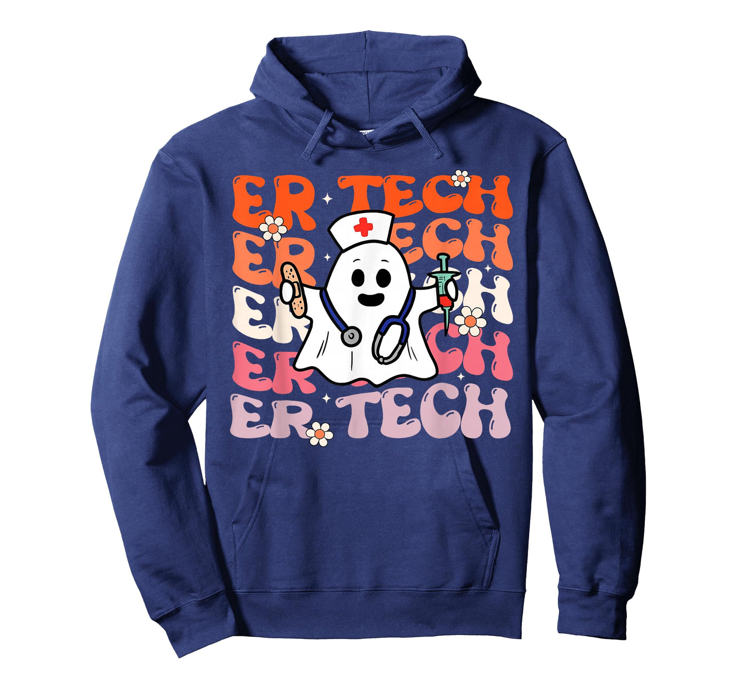 ER Tech Groovy Funny Halloween Ghost Nursing Spooky Costume T-Shirt