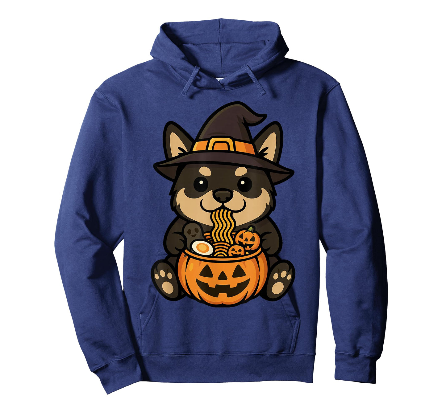 Spooky Black Tan Shiba Inu Pumpkin Japanese Ramen Noodles T-Shirt