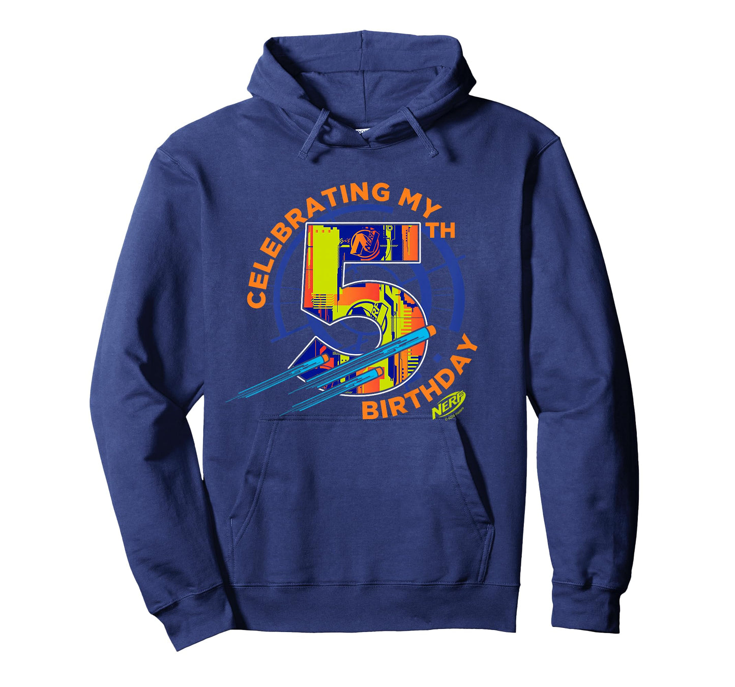 Kids Nerf Birthday Celebrating My 5th Graphic Color Filled Logo T-Shirt
