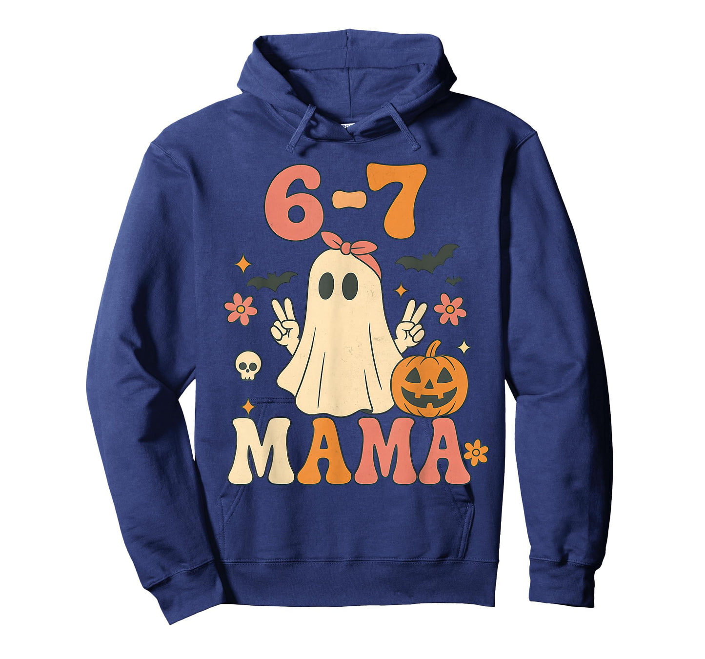67 Mama Ghost Halloween Groovy Retro Six Seven Mom Funny T-Shirt