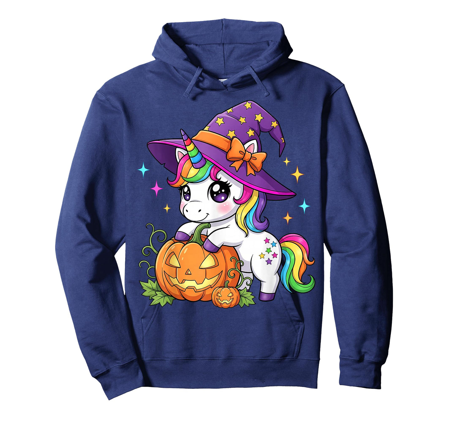 Halloween Girls Women Kids Witch Cute Unicorn Pumpkin T-Shirt