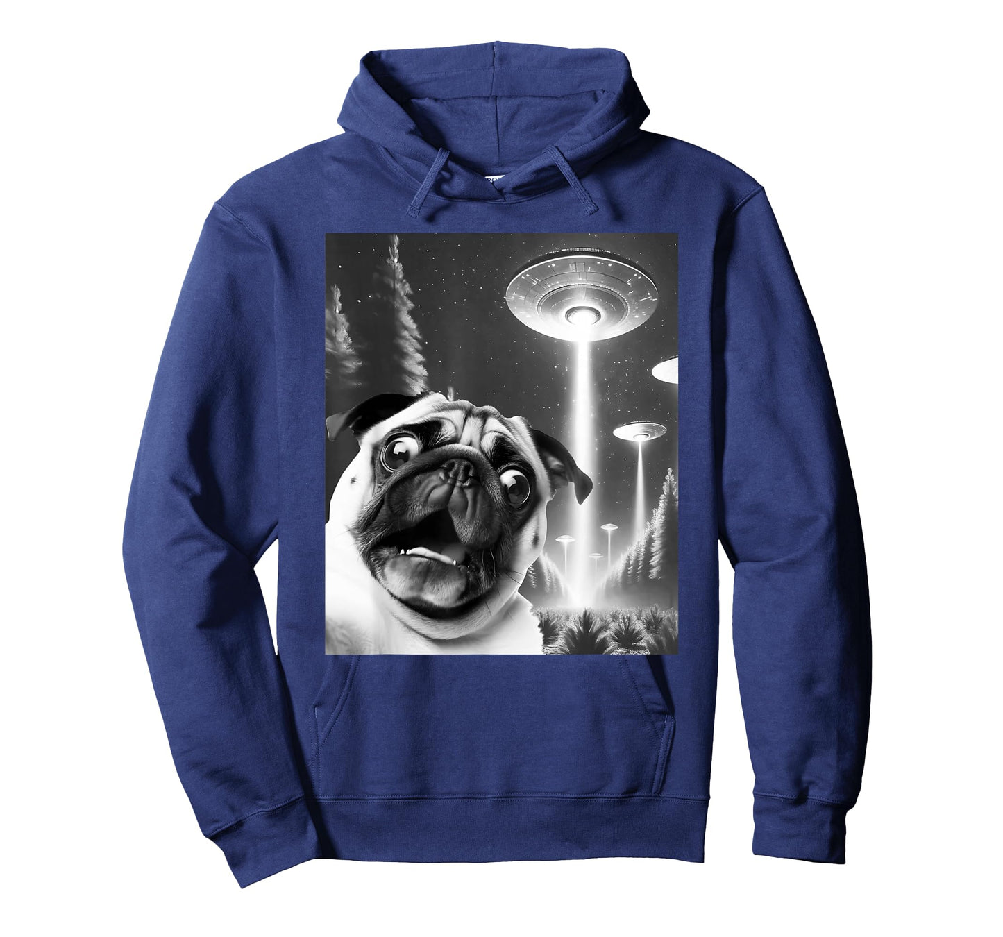 Funny Pug Alien UFO Taking a Selfie Dog Mom Dad T-Shirt