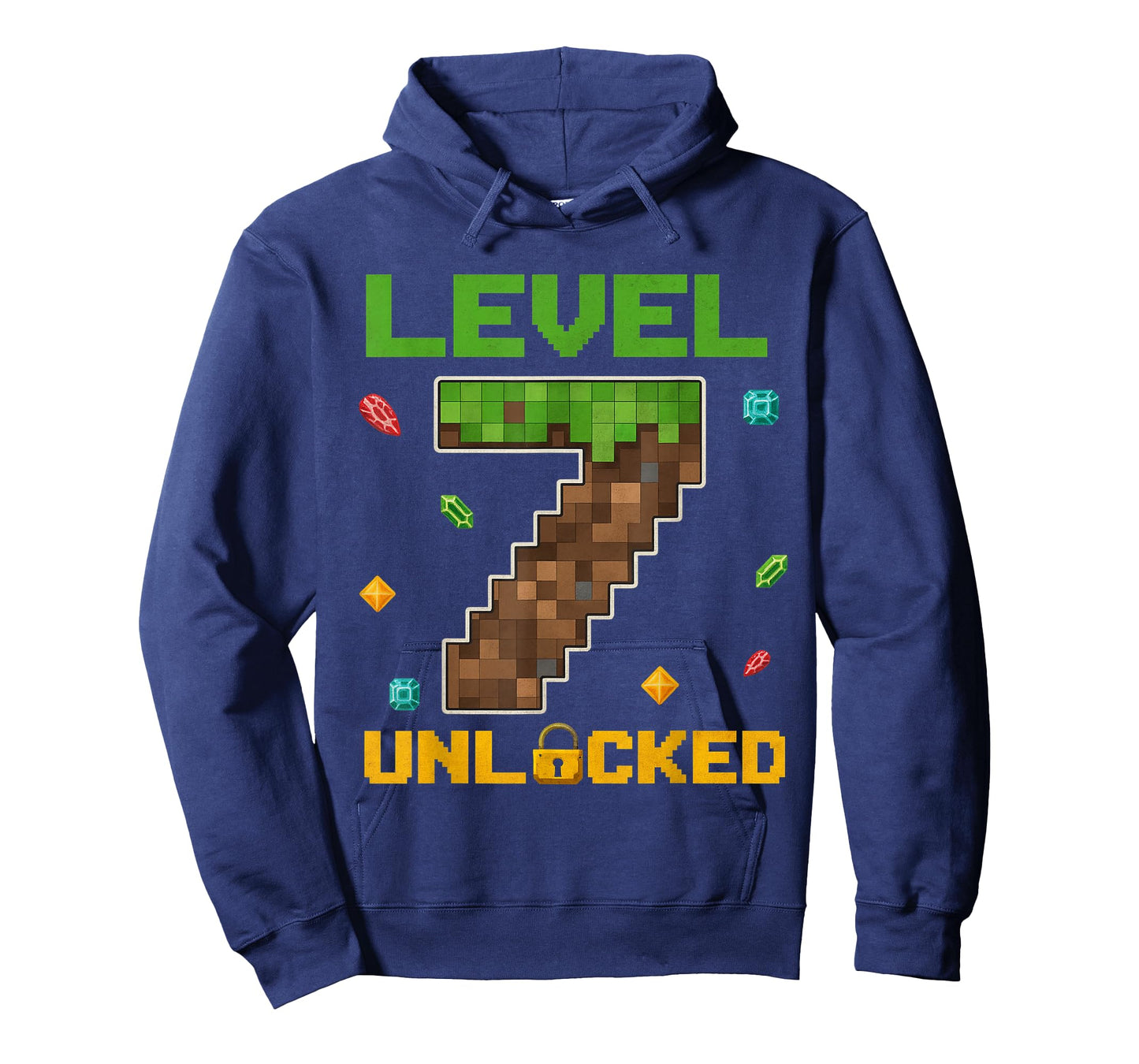 Retro Pixel Level 7 Unlocked Birthday Gamer Gift for Kid Boy T-Shirt