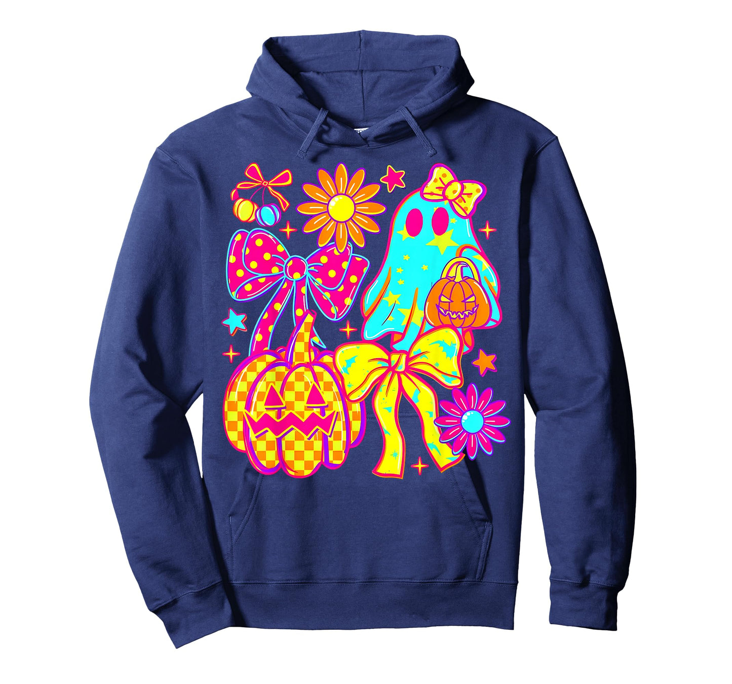 Coquette Bow Ghost Pumpkin Floral Halloween Colorful Women T-Shirt