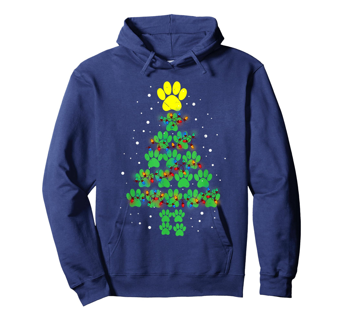 Paw Print Merry Christmas Tree Lights Dog or Cat Meow Xmas T-Shirt