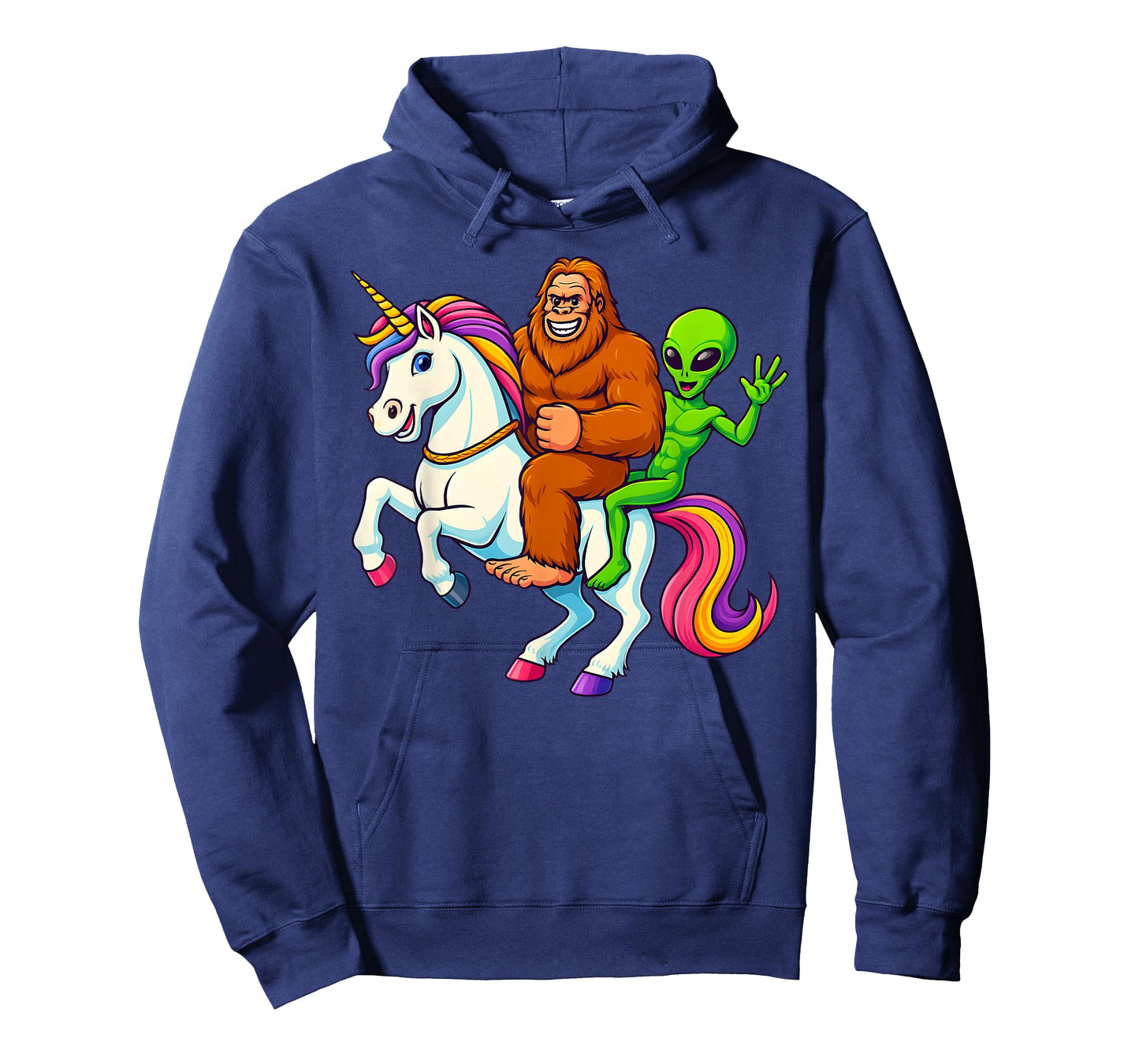 Funny Bigfoot Alien Unicorn Sasquatch & Alien Riding Unicorn T-Shirt